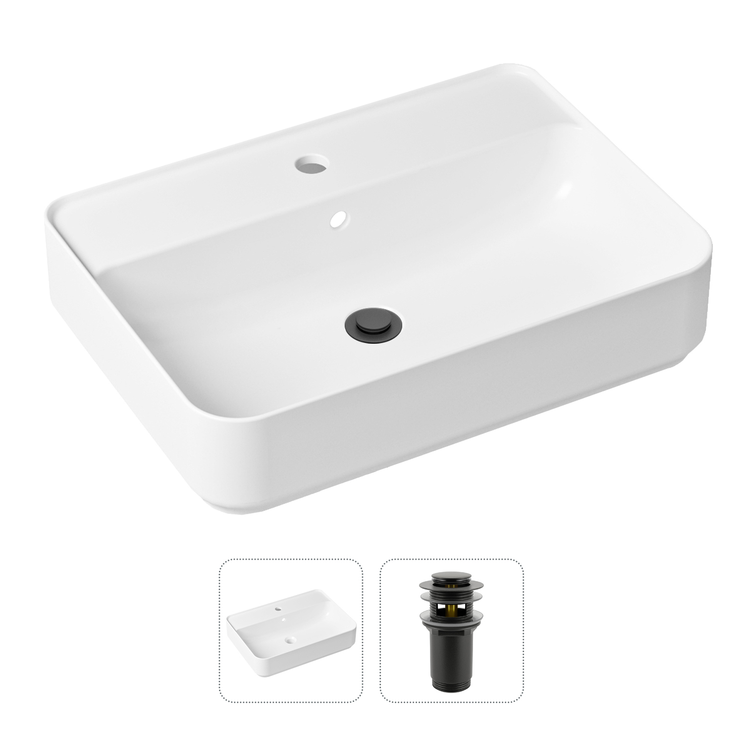 фото Комплект 2 в 1 lavinia boho bathroom sink 21520850: накладная раковина, донный клапан