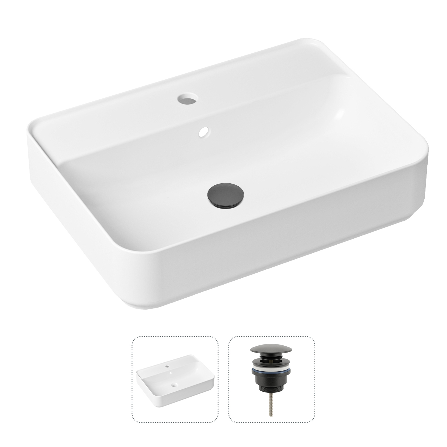 фото Комплект 2 в 1 lavinia boho bathroom sink 21520851: накладная раковина, донный клапан