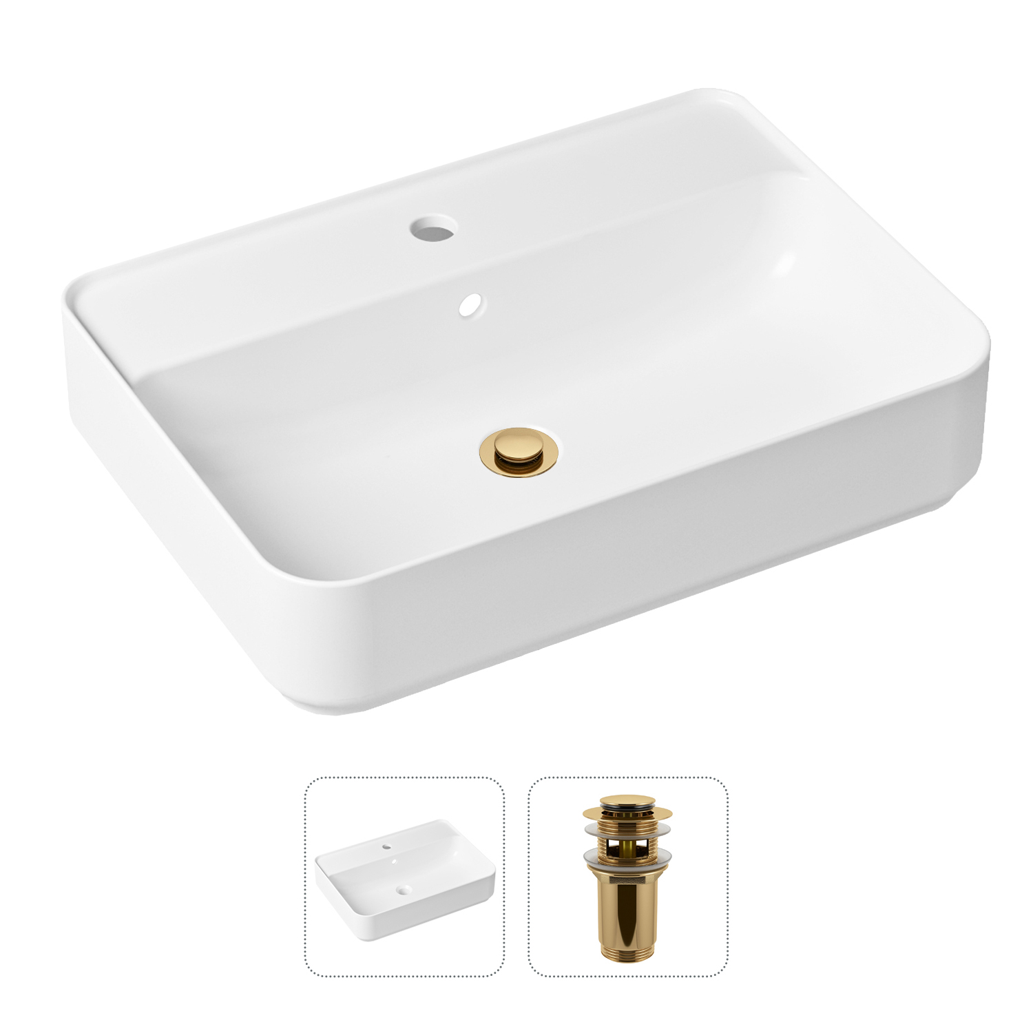 фото Комплект 2 в 1 lavinia boho bathroom sink 21520852: накладная раковина, донный клапан