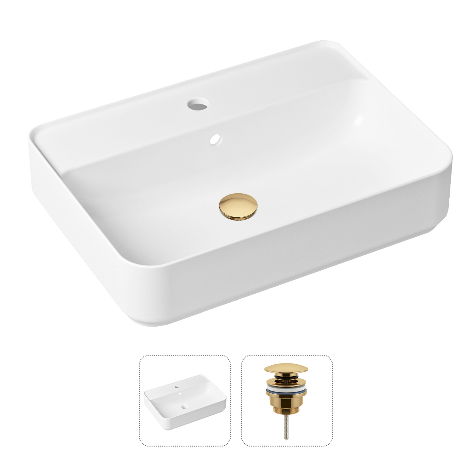 фото Комплект 2 в 1 lavinia boho bathroom sink 21520853: накладная раковина, донный клапан