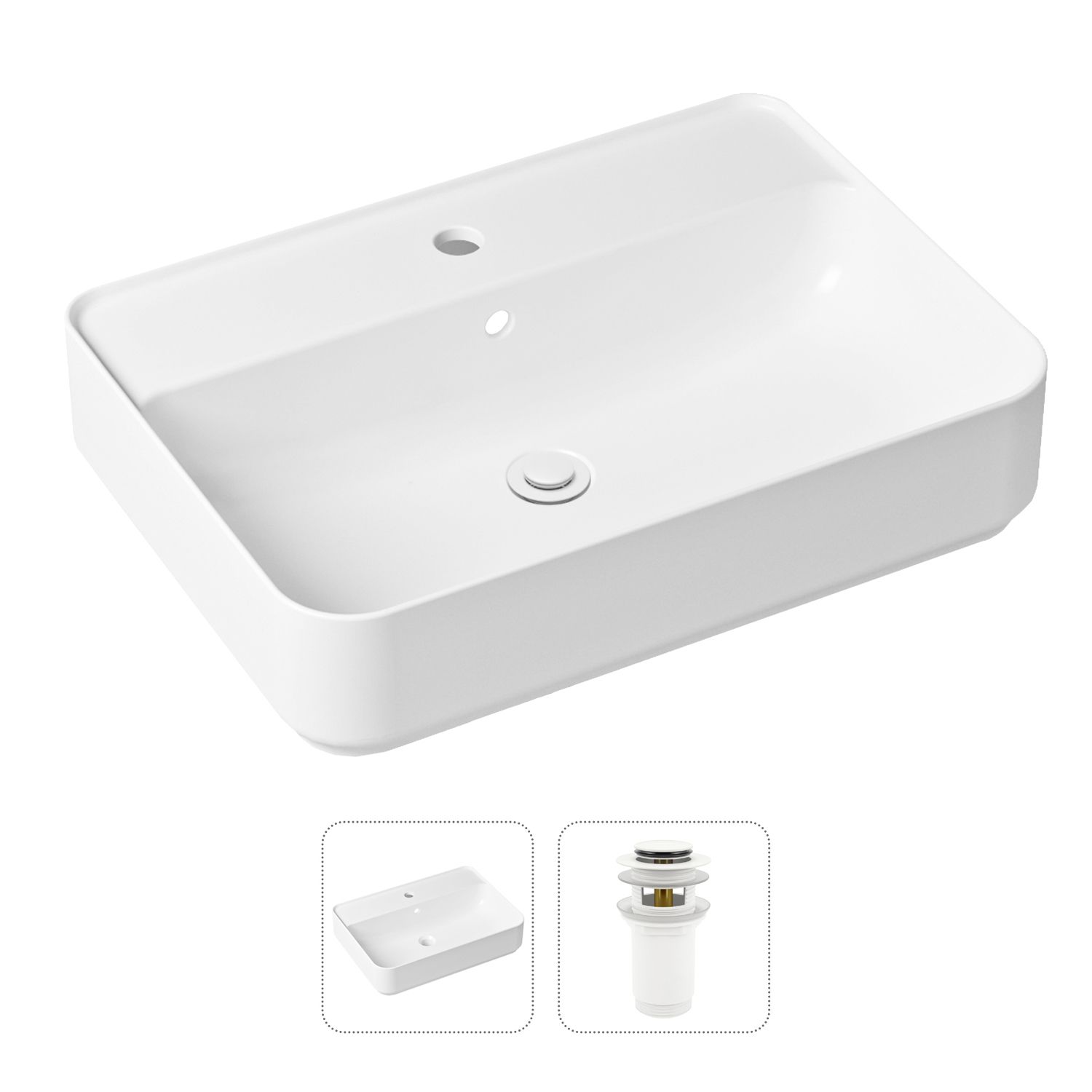 фото Комплект 2 в 1 lavinia boho bathroom sink 21520856: накладная раковина, донный клапан