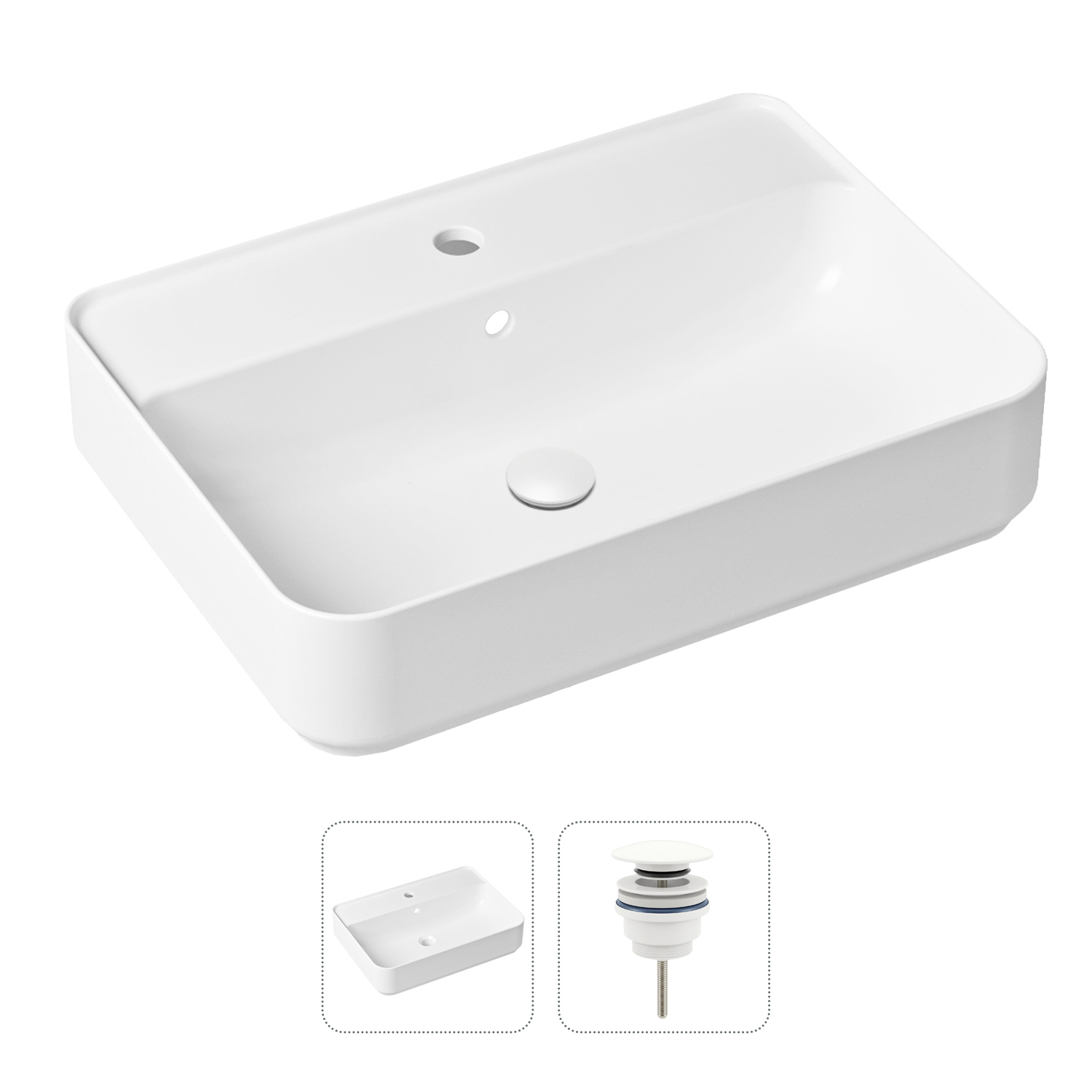 фото Комплект 2 в 1 lavinia boho bathroom sink 21520857: накладная раковина, донный клапан