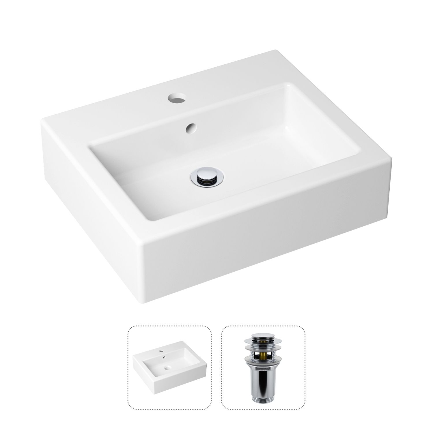 фото Комплект 2 в 1 lavinia boho bathroom sink 21520908: накладная раковина, донный клапан