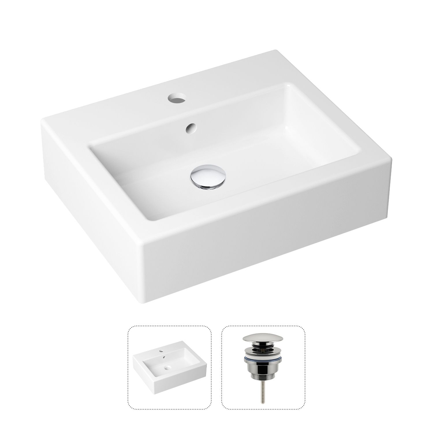 фото Комплект 2 в 1 lavinia boho bathroom sink 21520909: накладная раковина, донный клапан