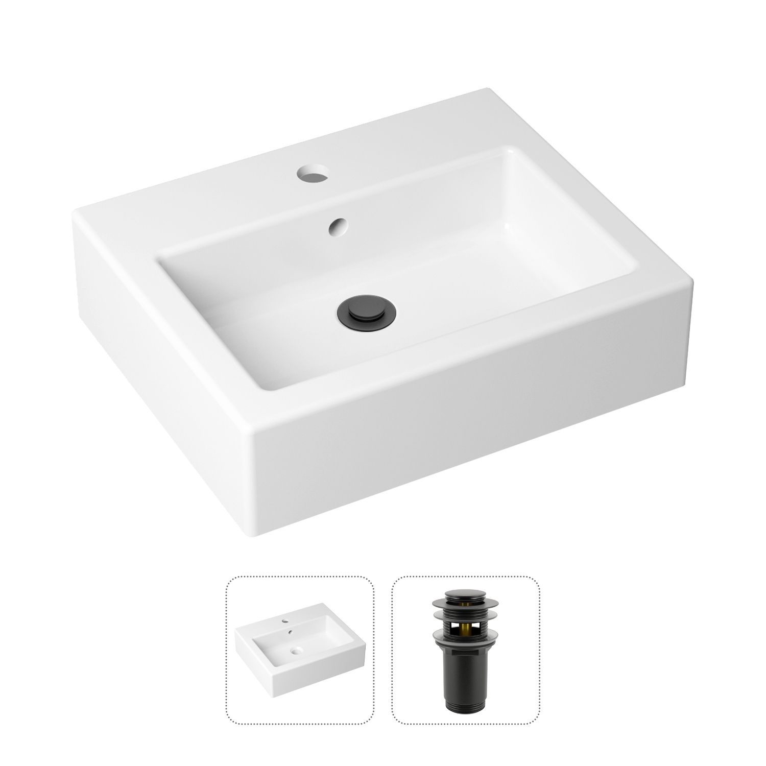 фото Комплект 2 в 1 lavinia boho bathroom sink 21520910: накладная раковина, донный клапан