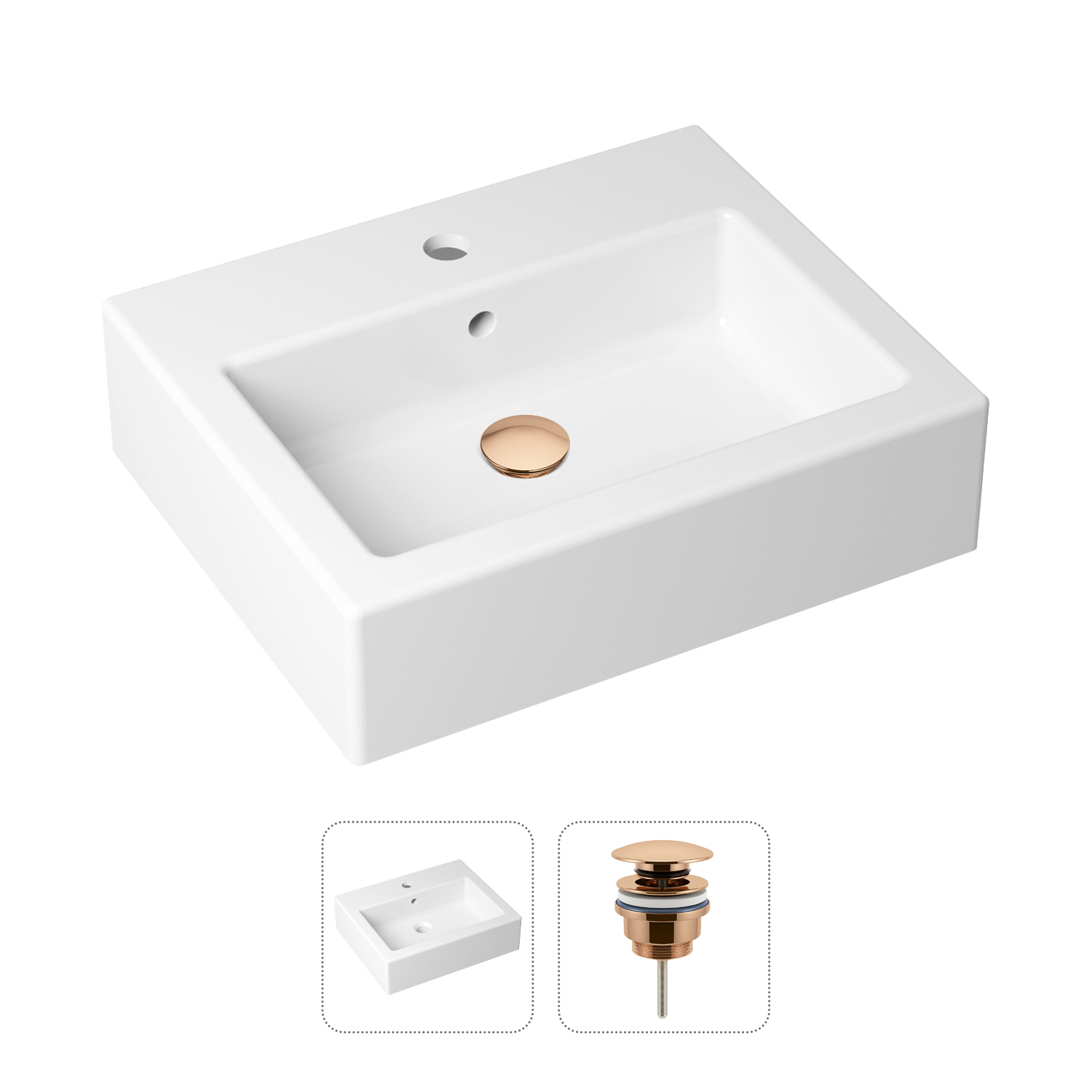 фото Комплект 2 в 1 lavinia boho bathroom sink 21520915: накладная раковина, донный клапан