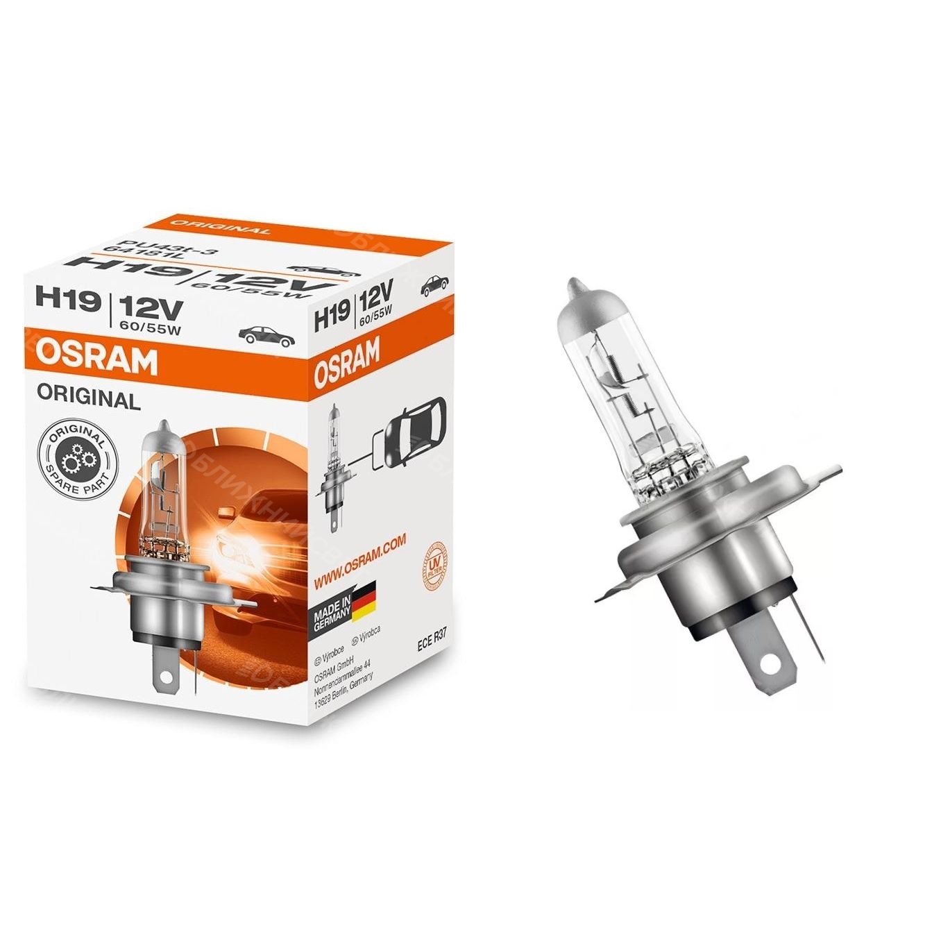

Лампа галогенная H19 12V 60/55W PU43t-3 SUPER WHITE