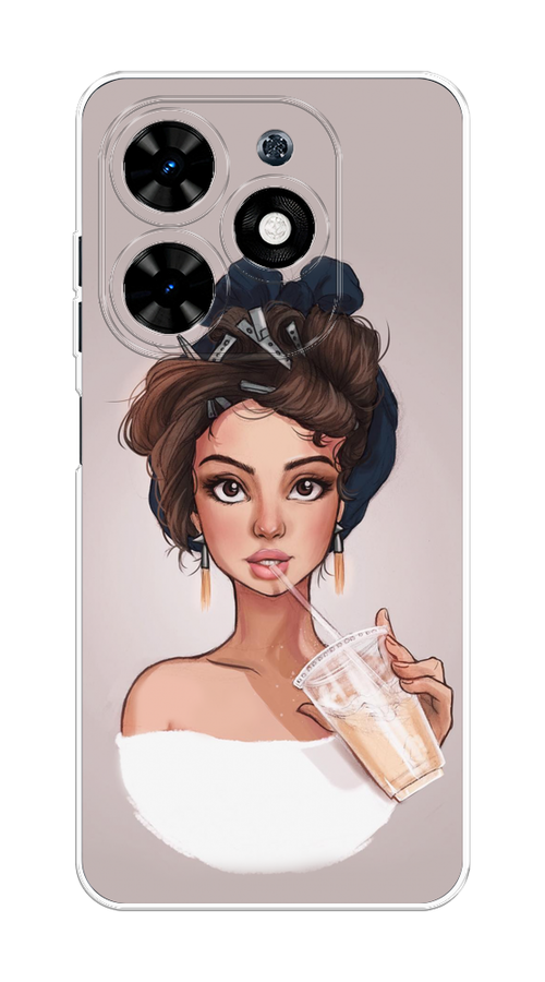 

Чехол на Tecno Spark 20C "Девушка с фраппе", Серый, 304950-1