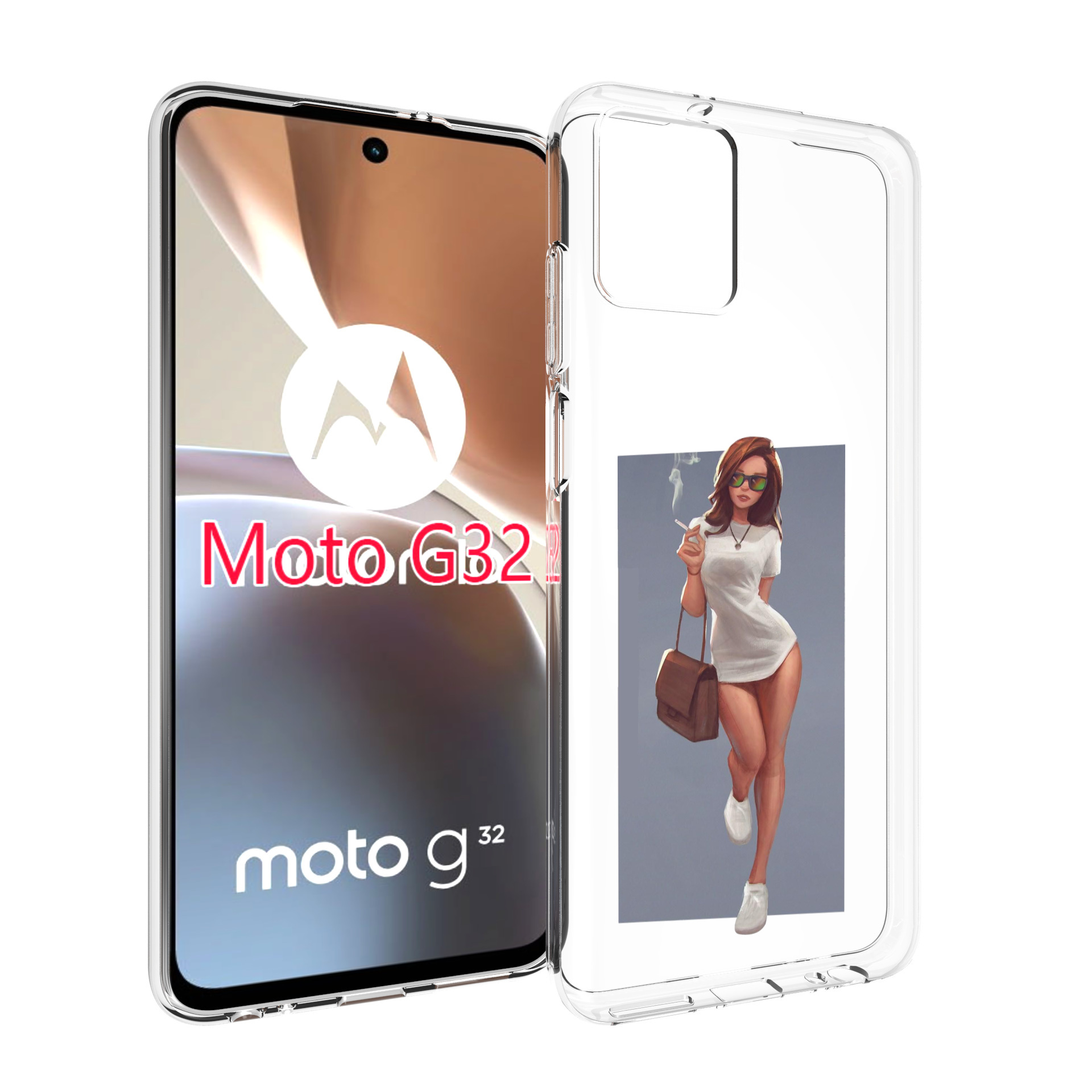 Чехол MyPads девушка-в-белой-футболке женский для Motorola Moto G32