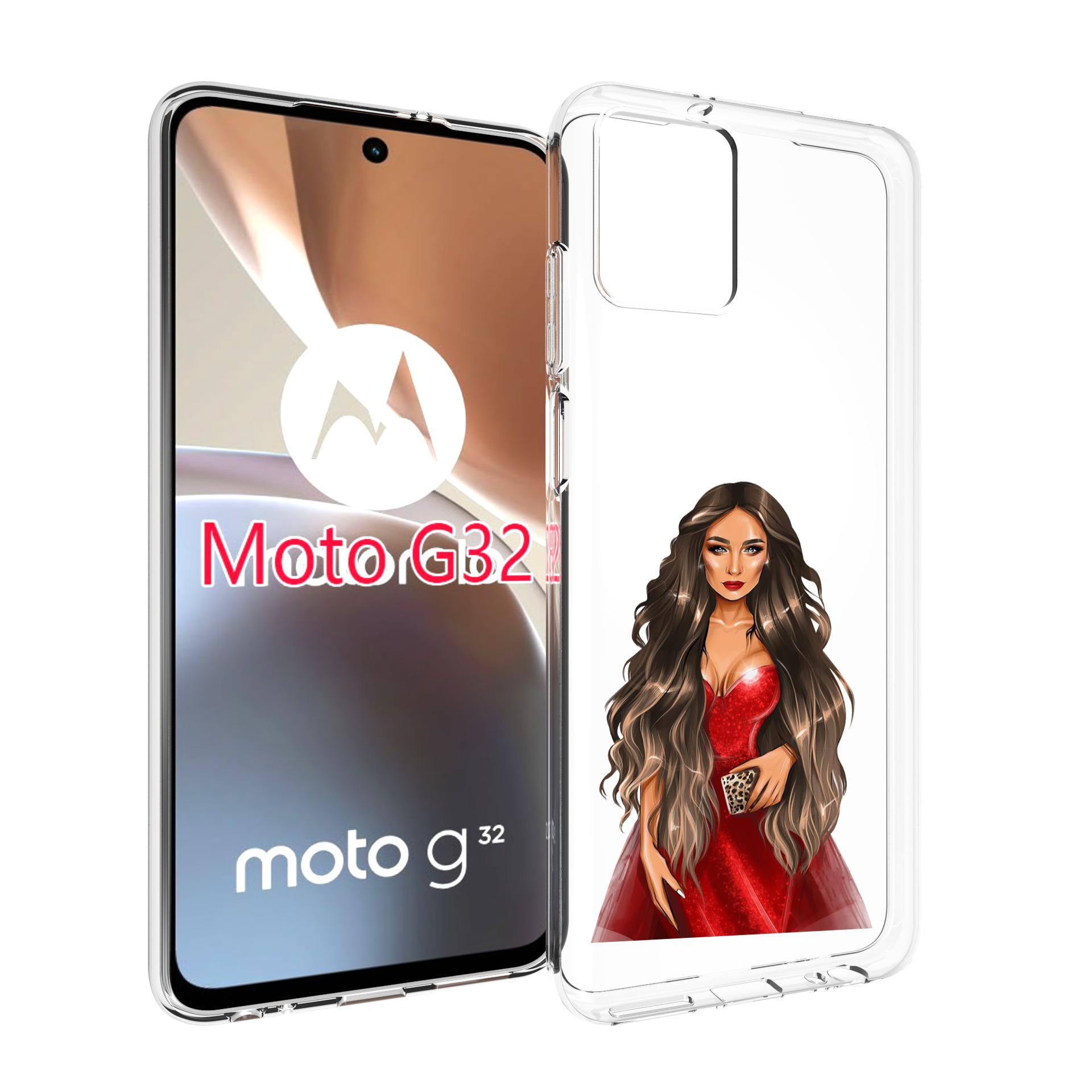 

Чехол MyPads девушка-в-вечернем-платье женский для Motorola Moto G32, Прозрачный, Tocco