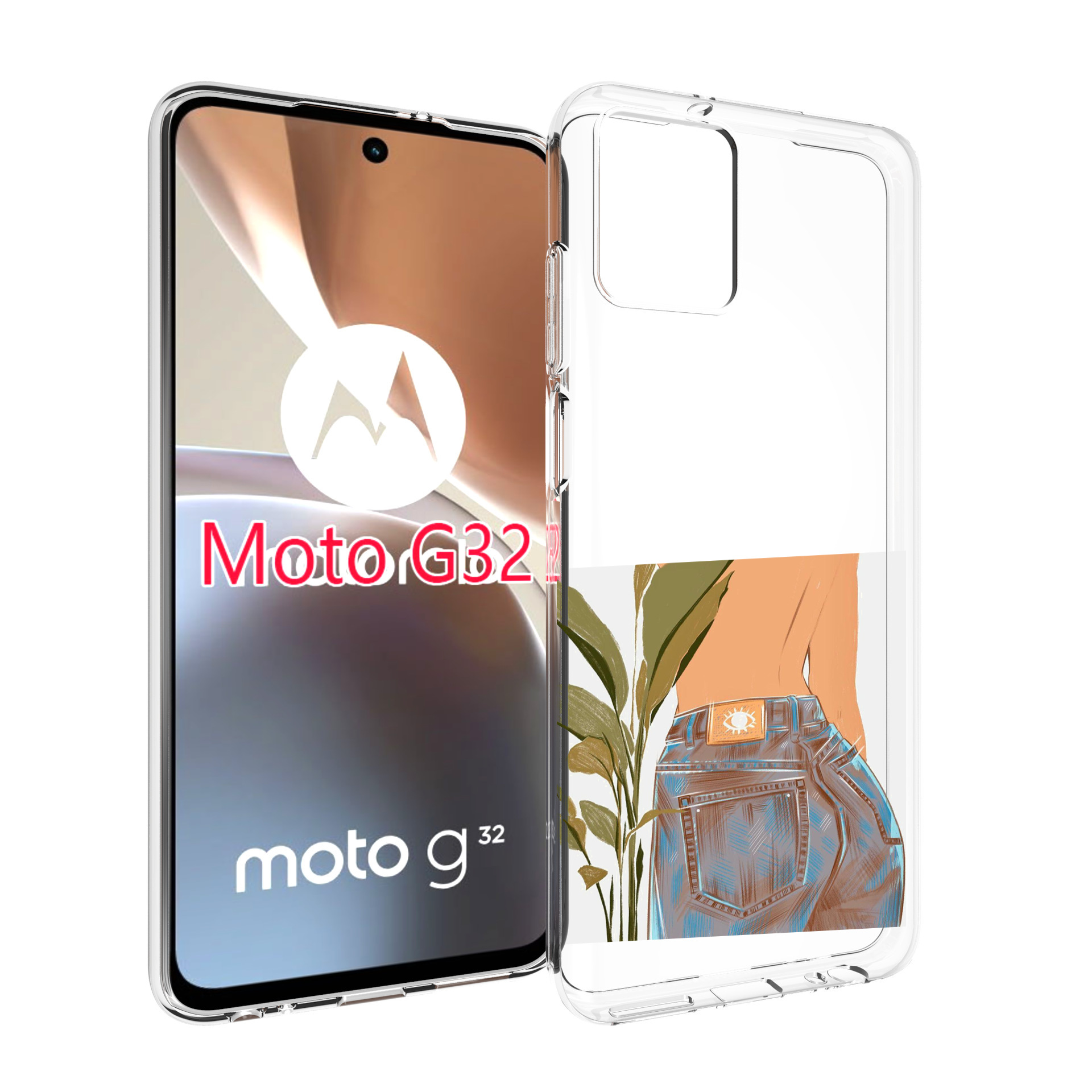 

Чехол MyPads девушка-в-джинсах для Motorola Moto G32, Прозрачный, Tocco