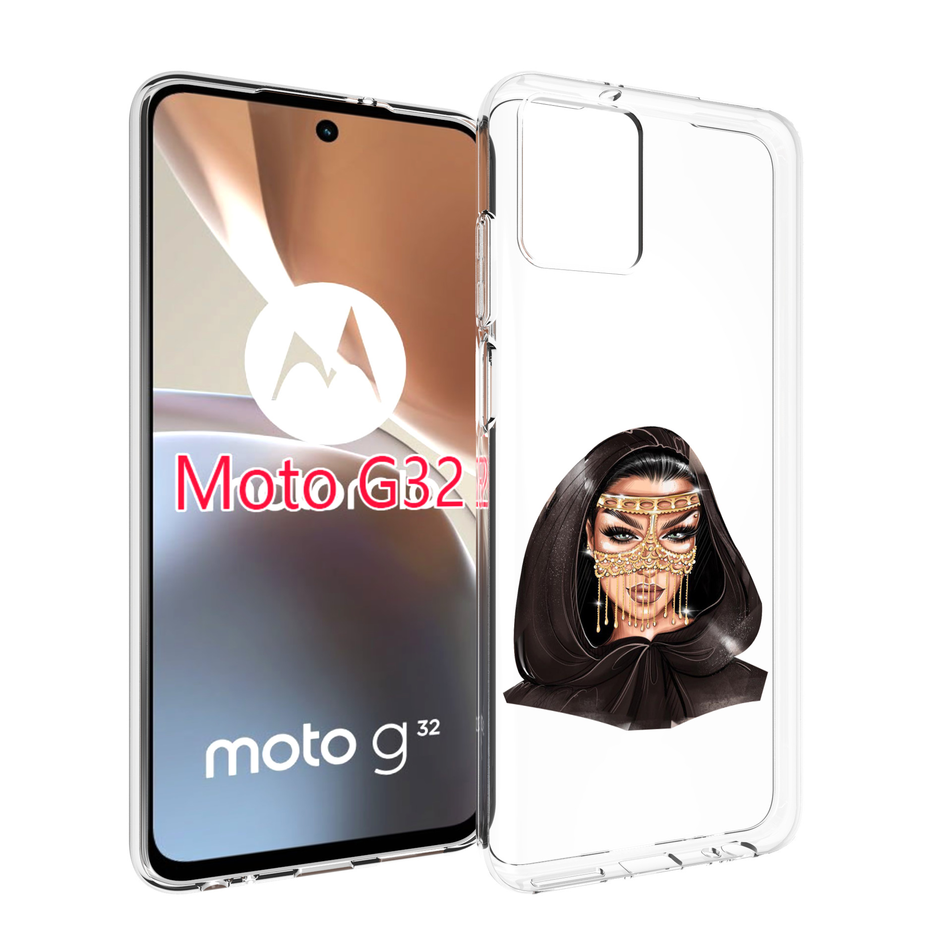 

Чехол MyPads девушка-в-золотой-маске для Motorola Moto G32, Прозрачный, Tocco