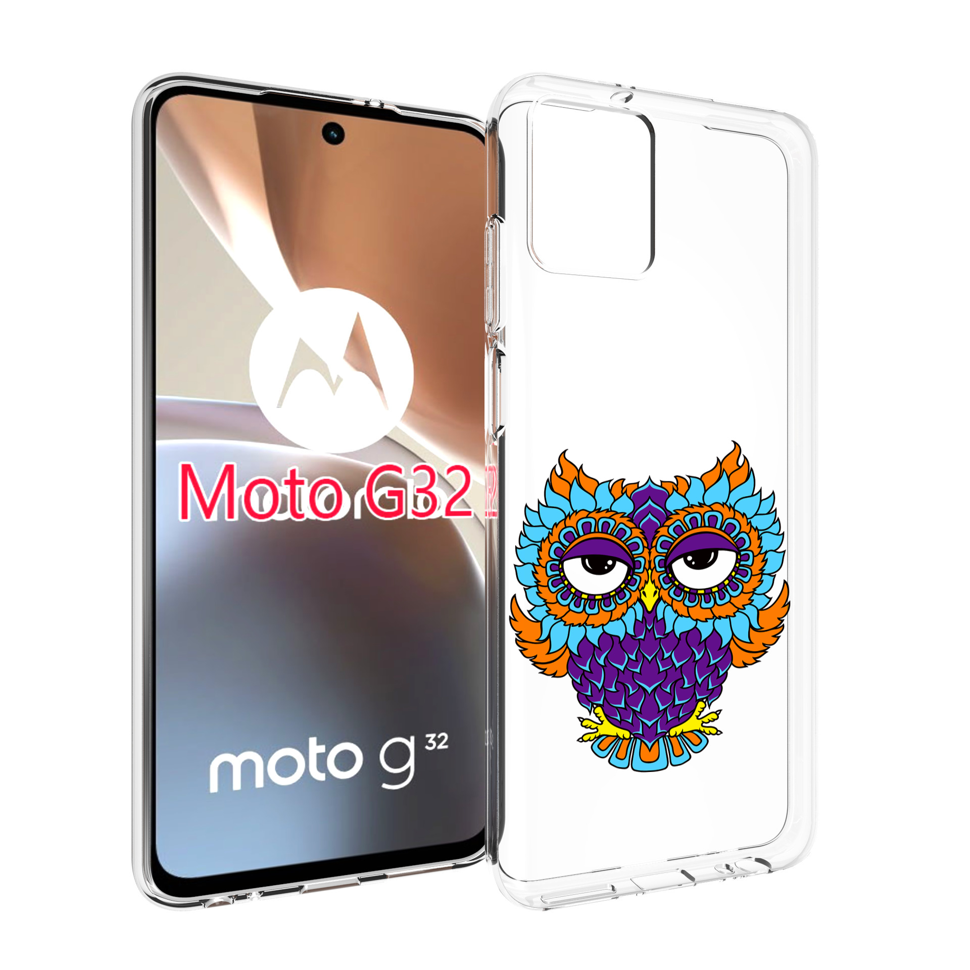 

Чехол MyPads Цветная сова для Motorola Moto G32, Прозрачный, Tocco
