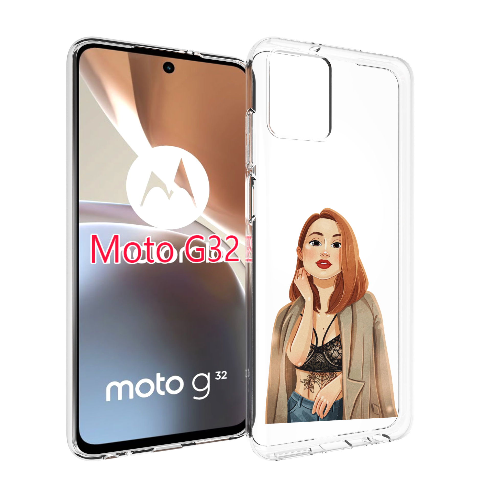 

Чехол MyPads девушка-в-кружевном-2 для Motorola Moto G32, Прозрачный, Tocco
