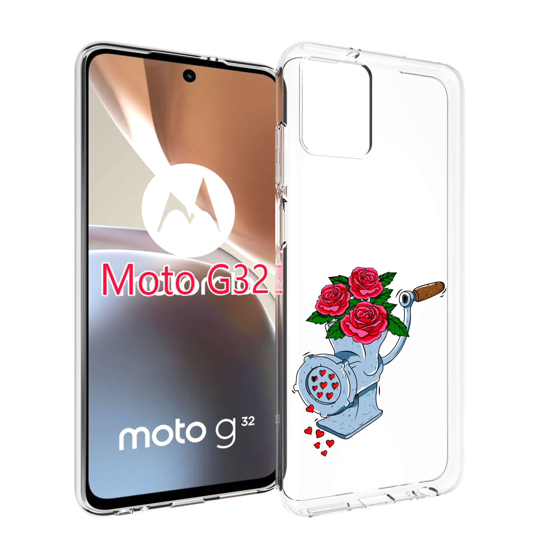 

Чехол MyPads Цветочные сердца для Motorola Moto G32, Прозрачный, Tocco