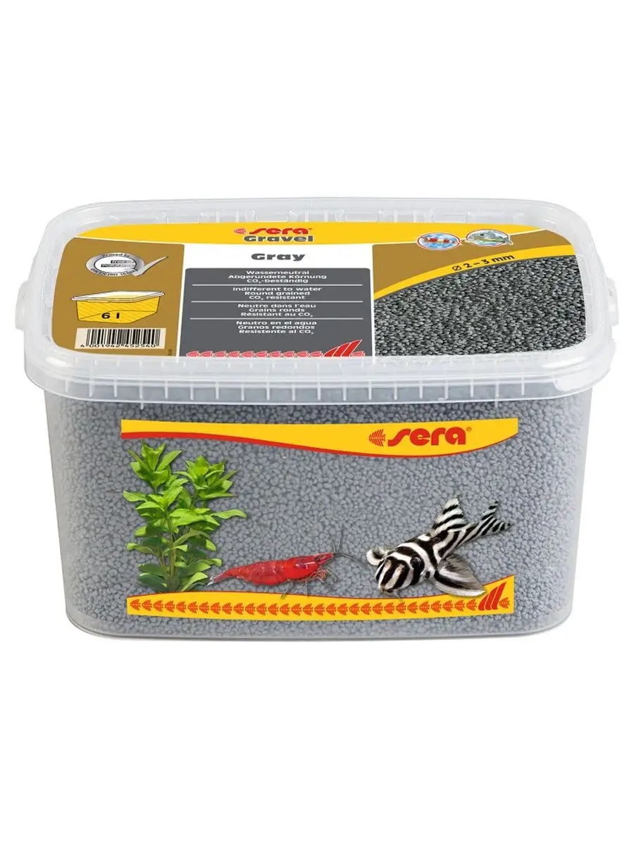 

Грунт для аквариума Sera Gravel Gray 2-3 мм, 6 л, Серый, гравий разноцветный Sera