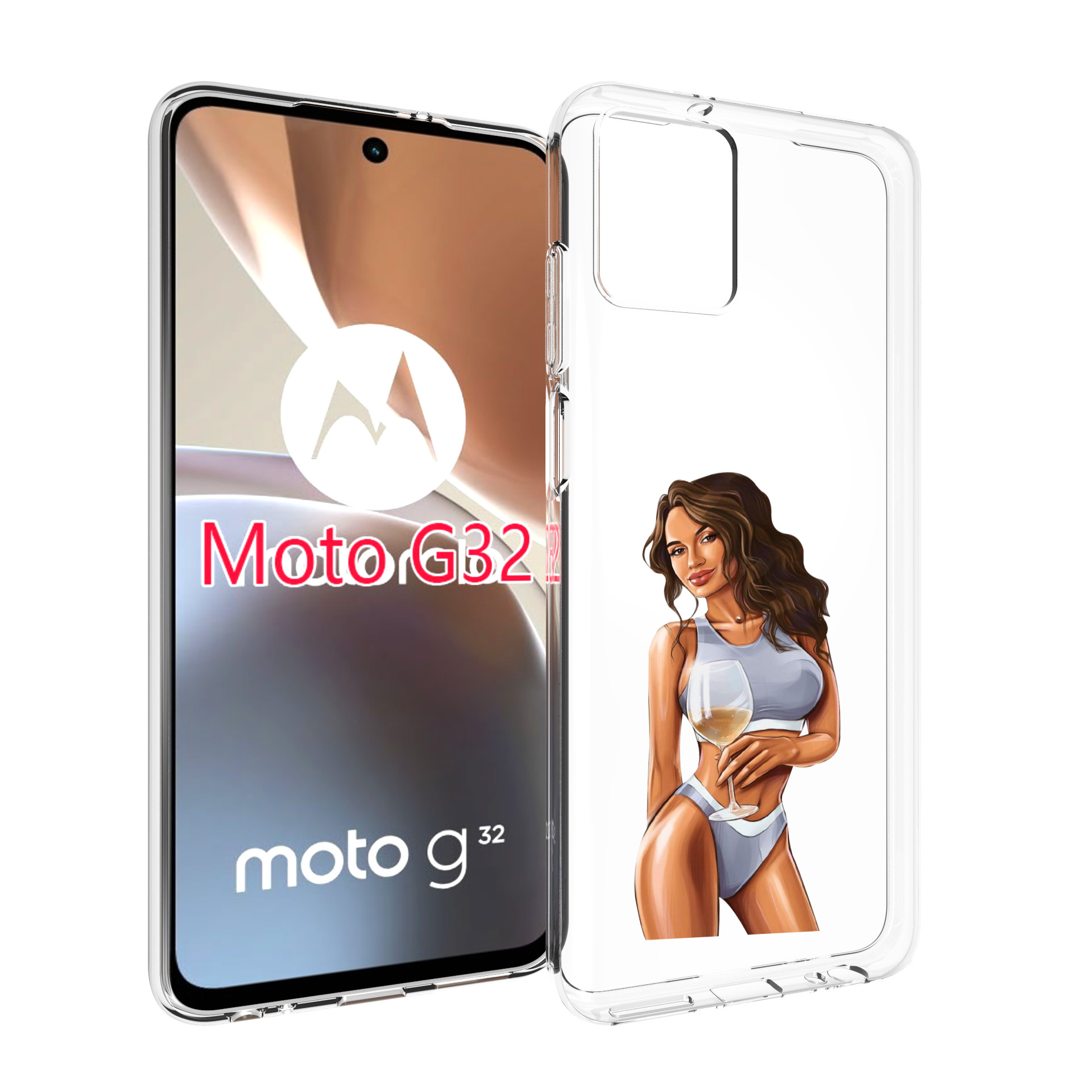 Чехол MyPads девушка-в-сером-купальнике- женский для Motorola Moto G32
