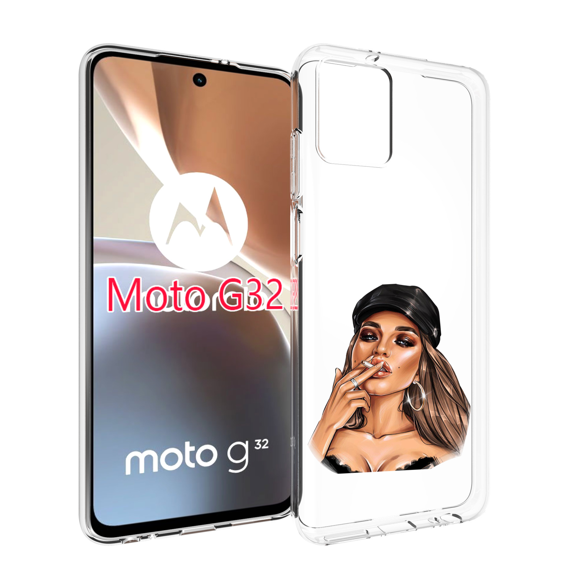 

Чехол MyPads девушка-в-шапке-с-сигаретой для Motorola Moto G32, Прозрачный, Tocco