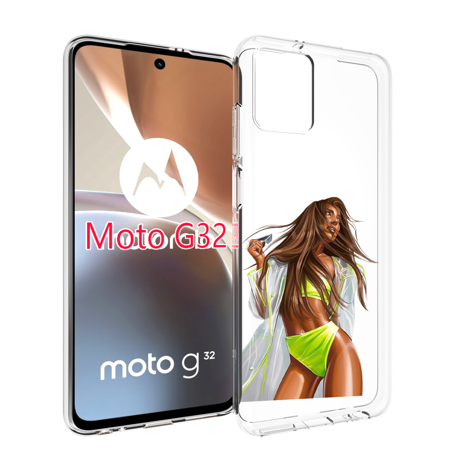 

Чехол MyPads девушка-модель-мулатка для Motorola Moto G32, Прозрачный, Tocco