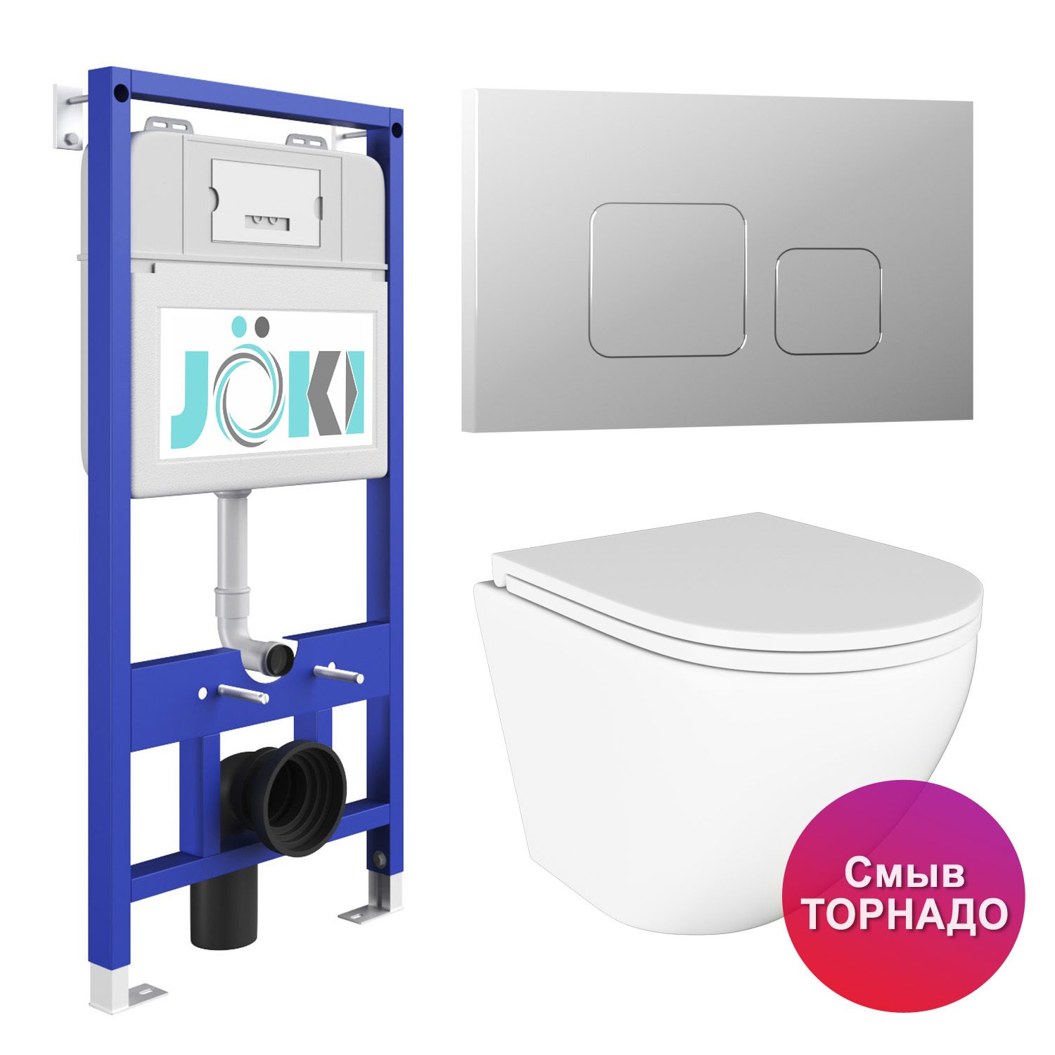 

Инсталляция JOKI JK01150 + кнопка JK701528CH хром + унитаз Stella T JK1101010 белый, Stella JKS110011701CH