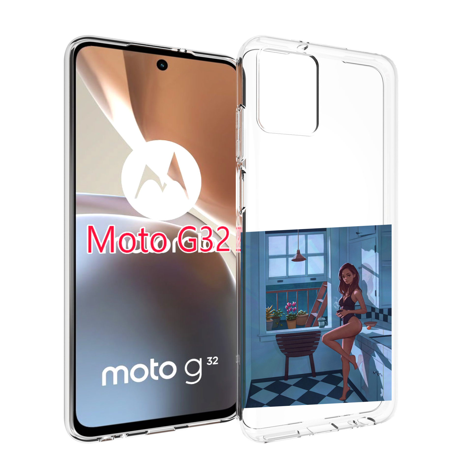 

Чехол MyPads девушка-на-кухне для Motorola Moto G32, Прозрачный, Tocco