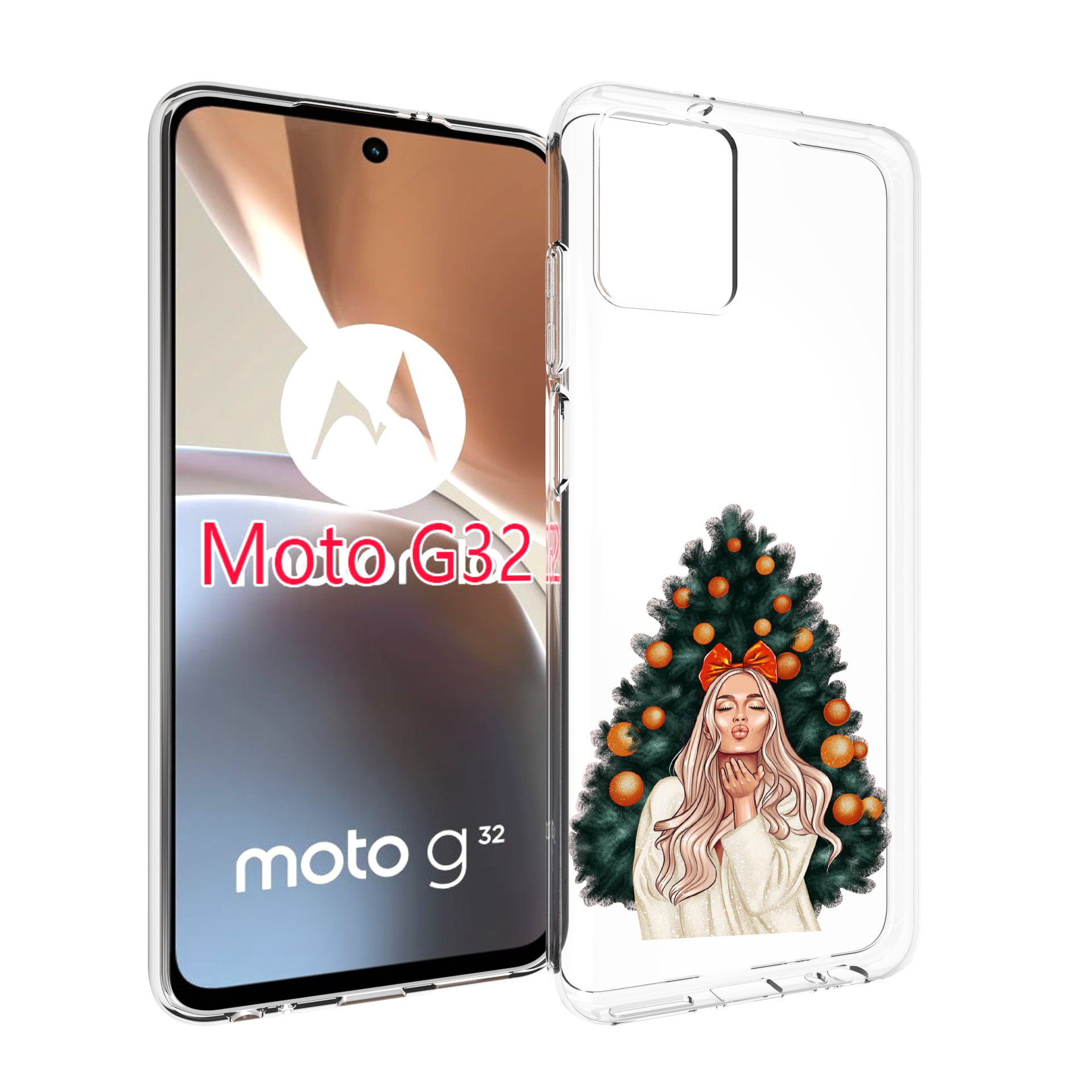 

Чехол MyPads девушка-под-елкой-с-мандаринами женский для Motorola Moto G32, Прозрачный, Tocco