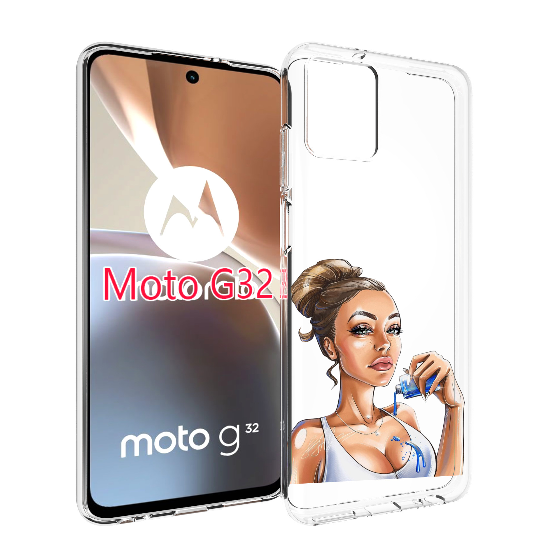 

Чехол MyPads девушка-пролила-краску женский для Motorola Moto G32, Прозрачный, Tocco