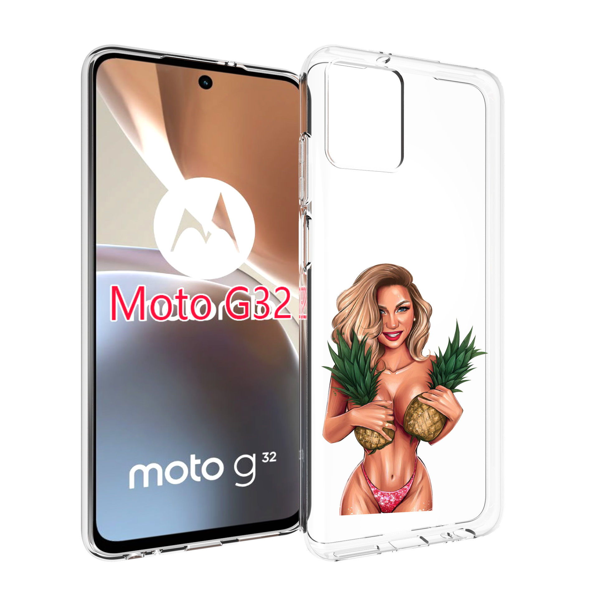 

Чехол MyPads девушка-с-ананасами женский для Motorola Moto G32, Прозрачный, Tocco