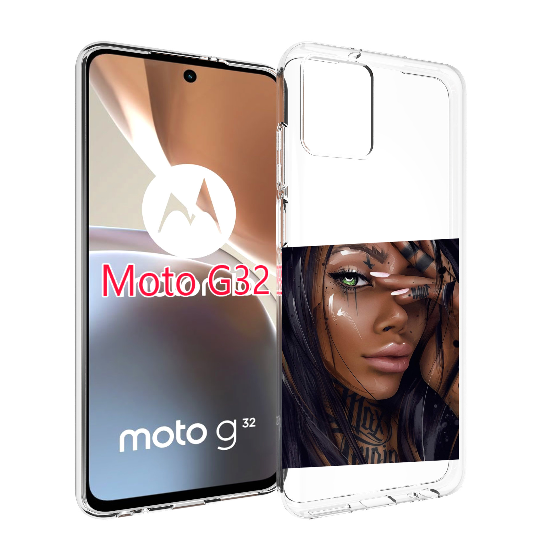 

Чехол MyPads девушка-с-зелеными-глазами-яркими для Motorola Moto G32, Прозрачный, Tocco