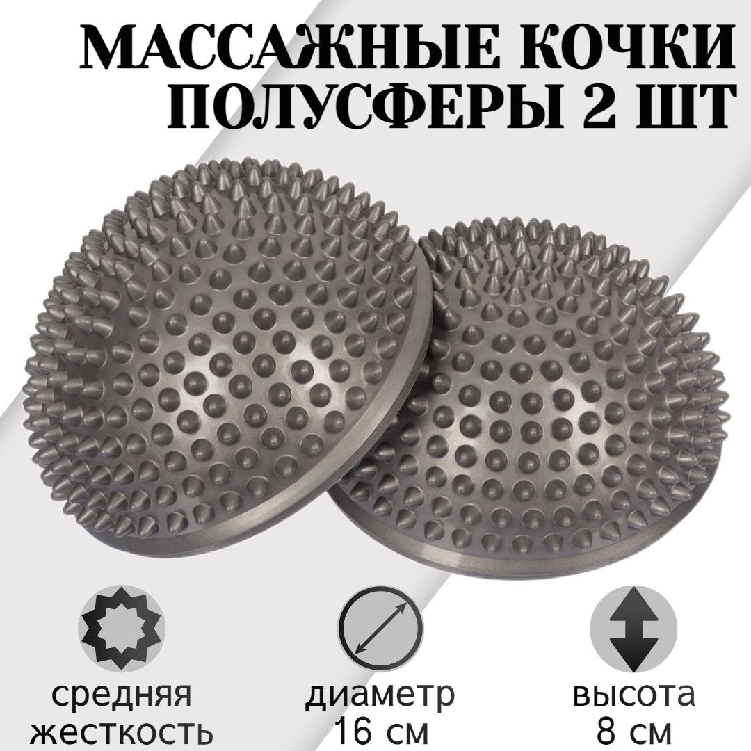 

Массажные балансировочные полусферы STRONG BODY, 2 шт, d 16 см, серые, Серый, 1232