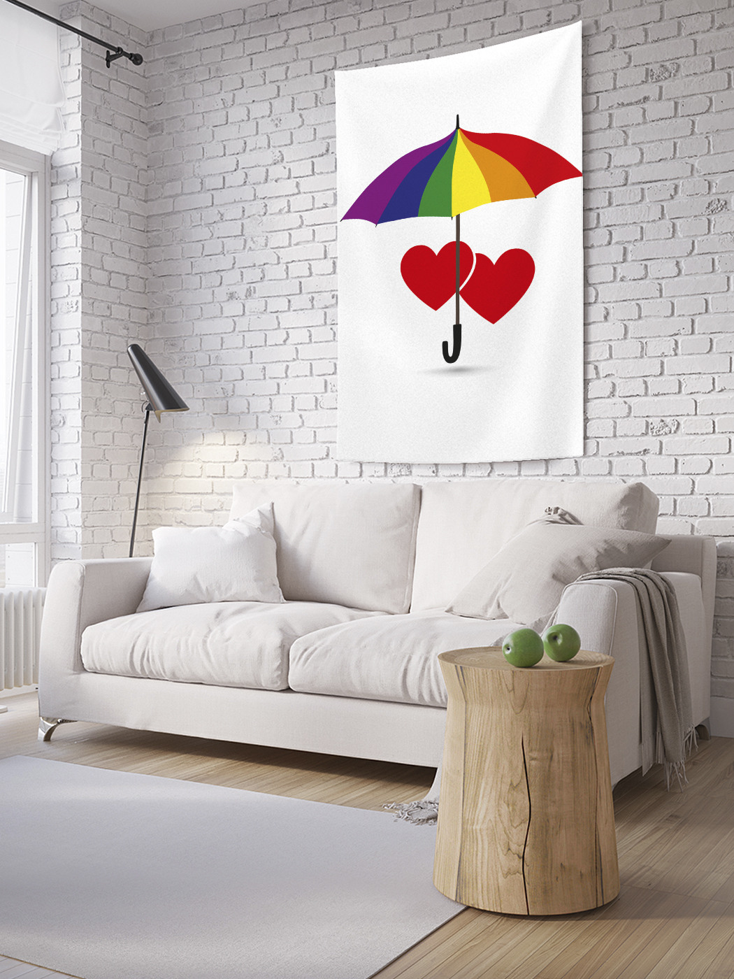 

Вертикальное фотопанно на стену JoyArty Сердца под зонтом 100x150 см, Сердца под зонтом
