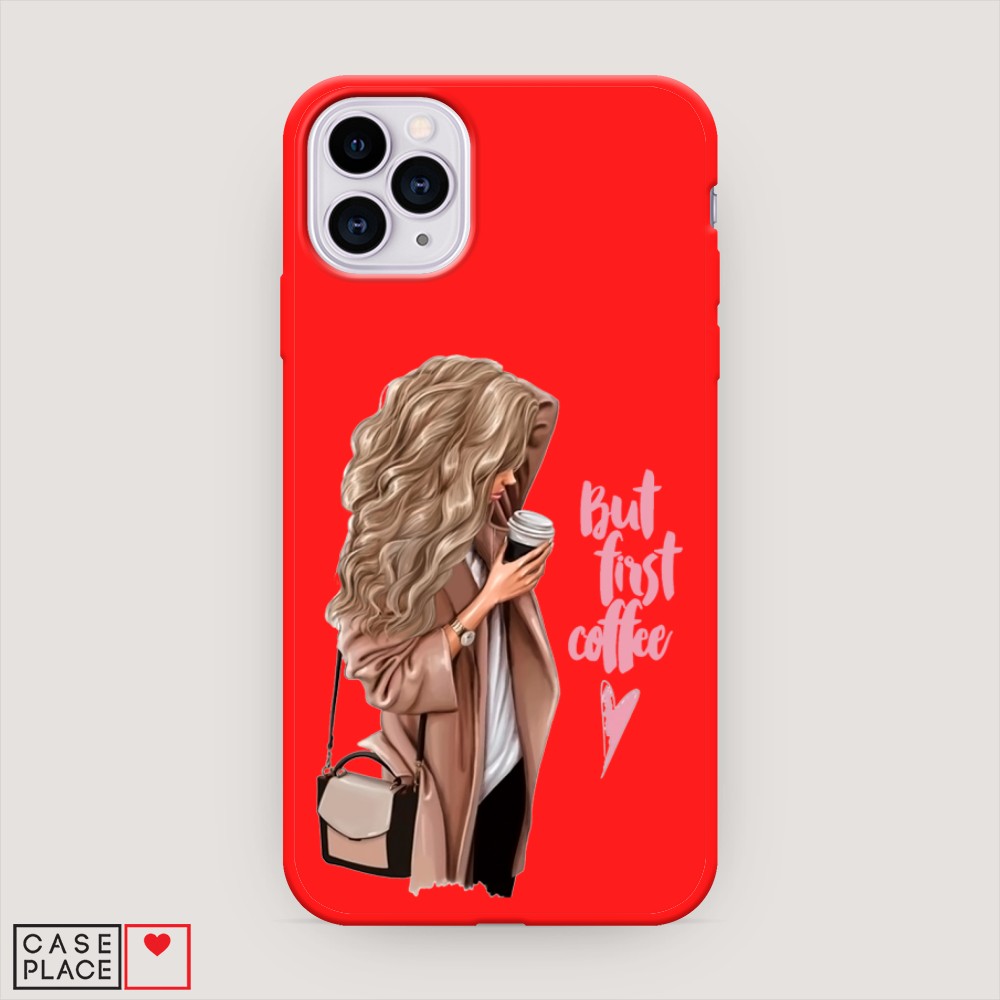 

Матовый силиконовый чехол "Девушка с кофе" на Apple iPhone 11 Pro, Девушка с кофе