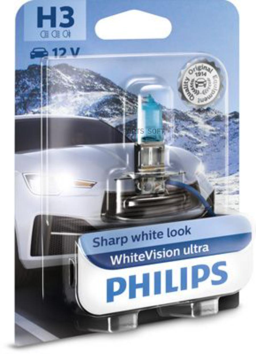 Лампа Галогеновая Головного Света H3 Pk22s 4200k White Vision Ultra 12v 55w Блистер 1 Шт P