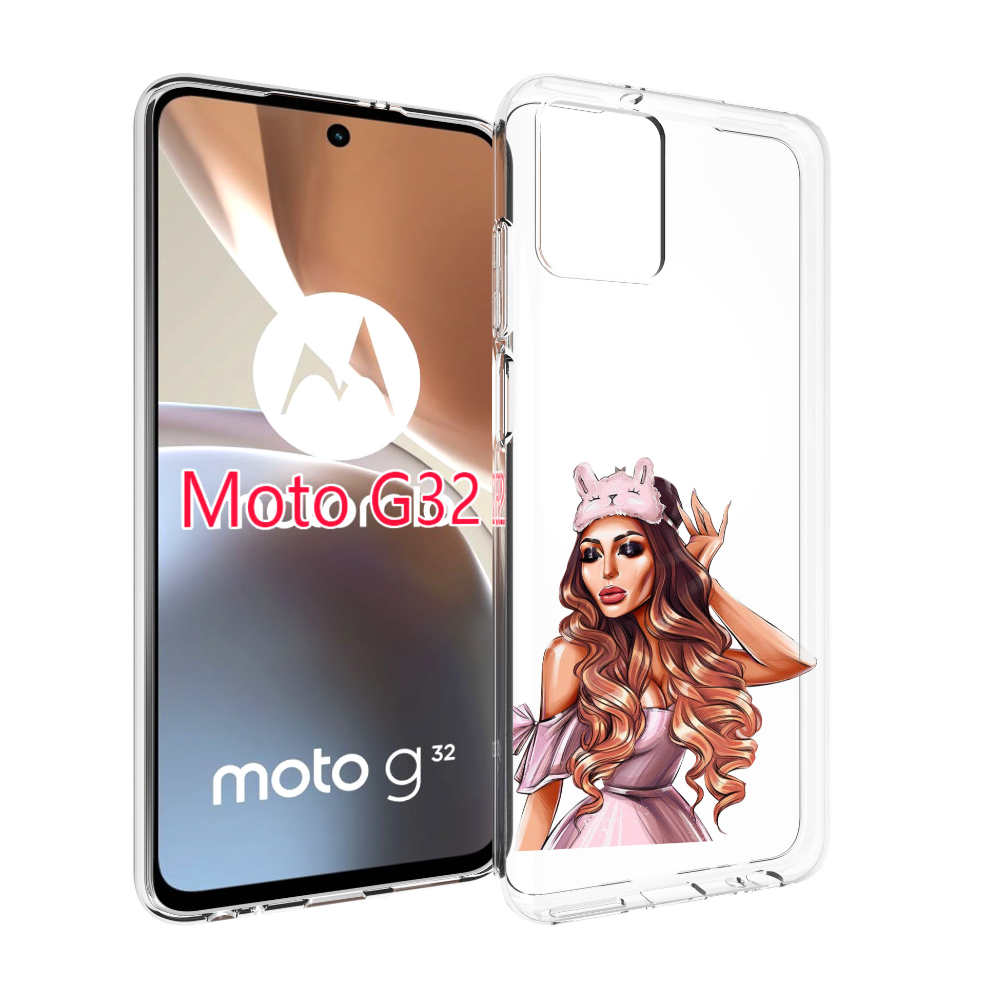 

Чехол MyPads девушка-с-маской-для-сна женский для Motorola Moto G32, Прозрачный, Tocco