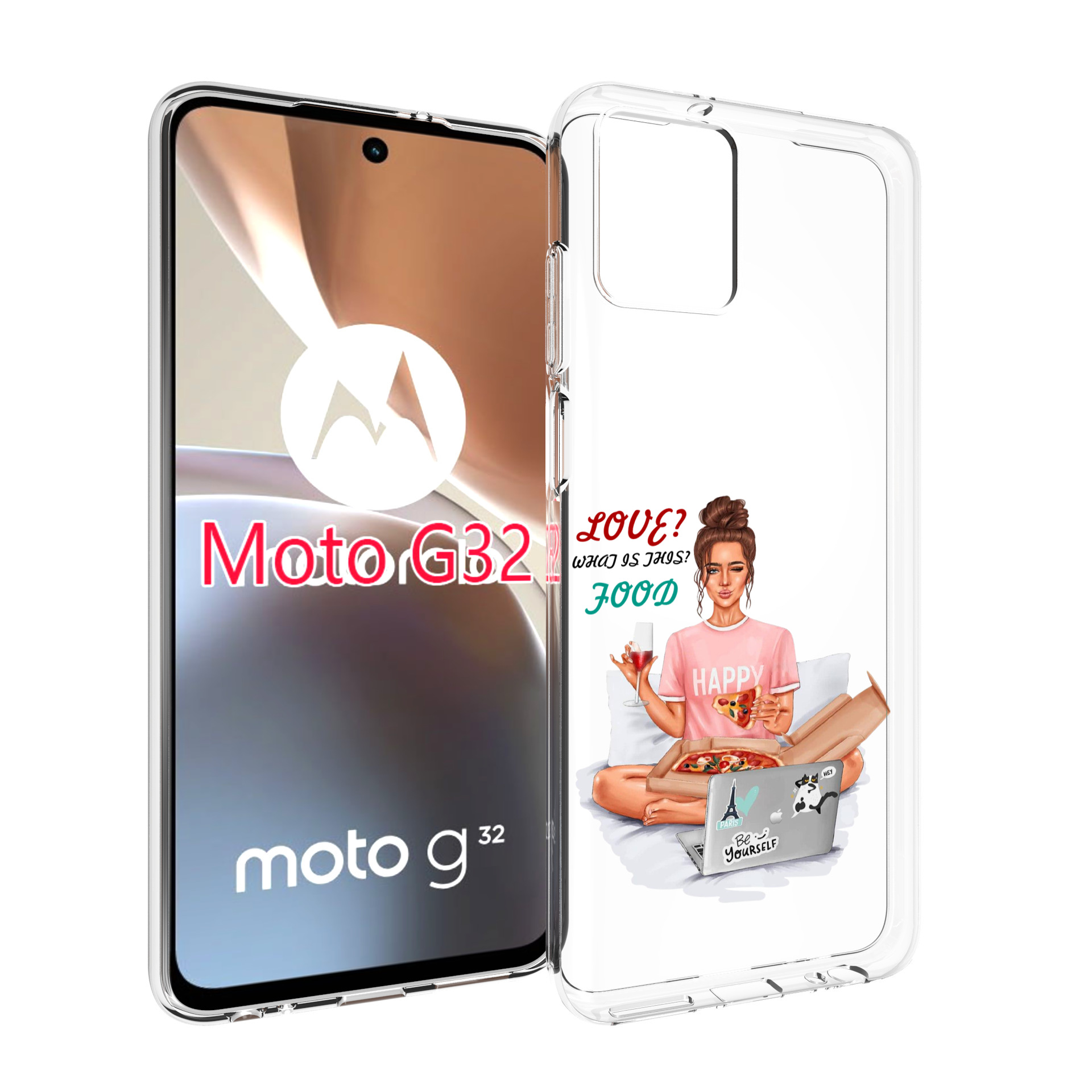 

Чехол MyPads девушка-с-ноутбуком женский для Motorola Moto G32, Прозрачный, Tocco
