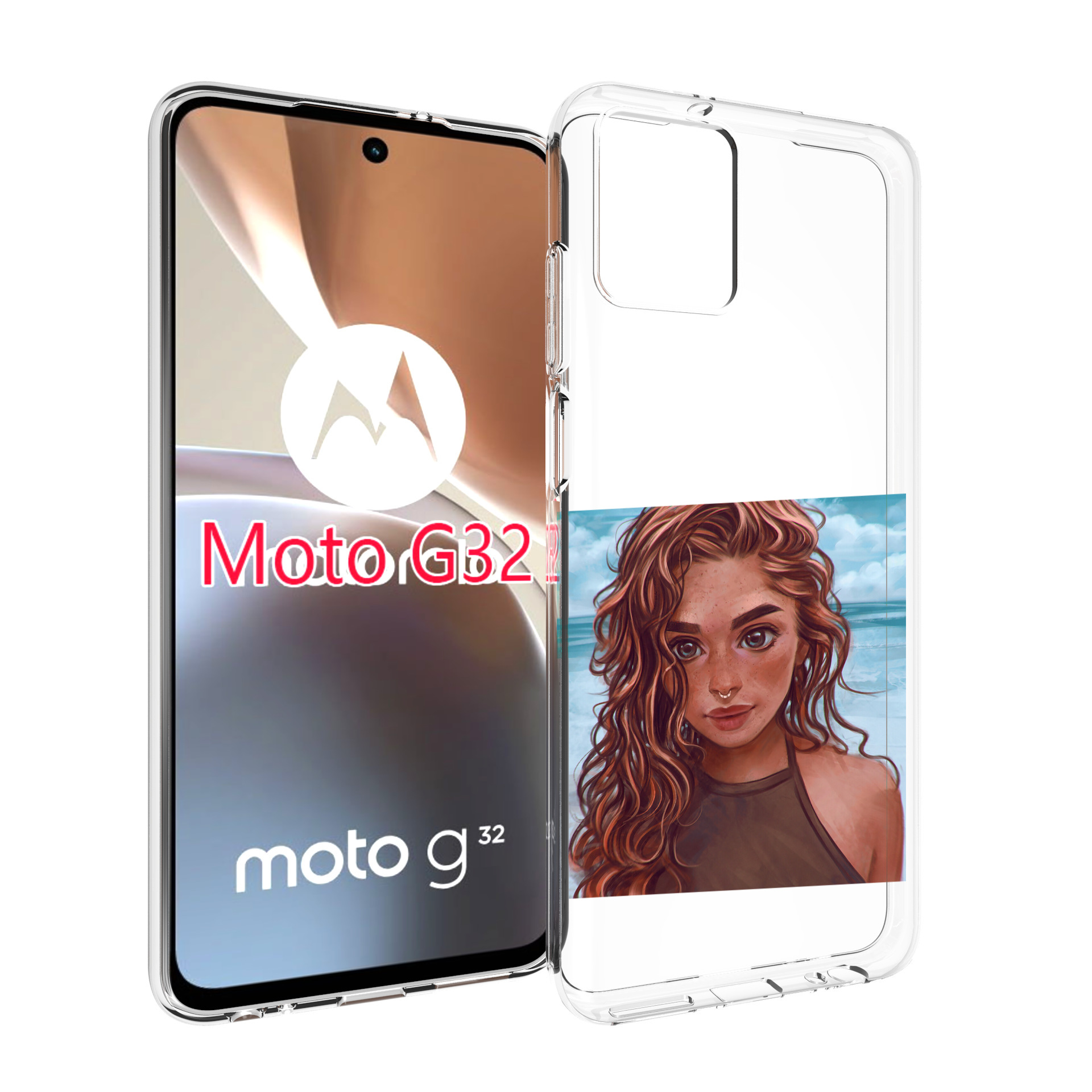 

Чехол MyPads девушка-с-пирсингом-на-море женский для Motorola Moto G32, Прозрачный, Tocco