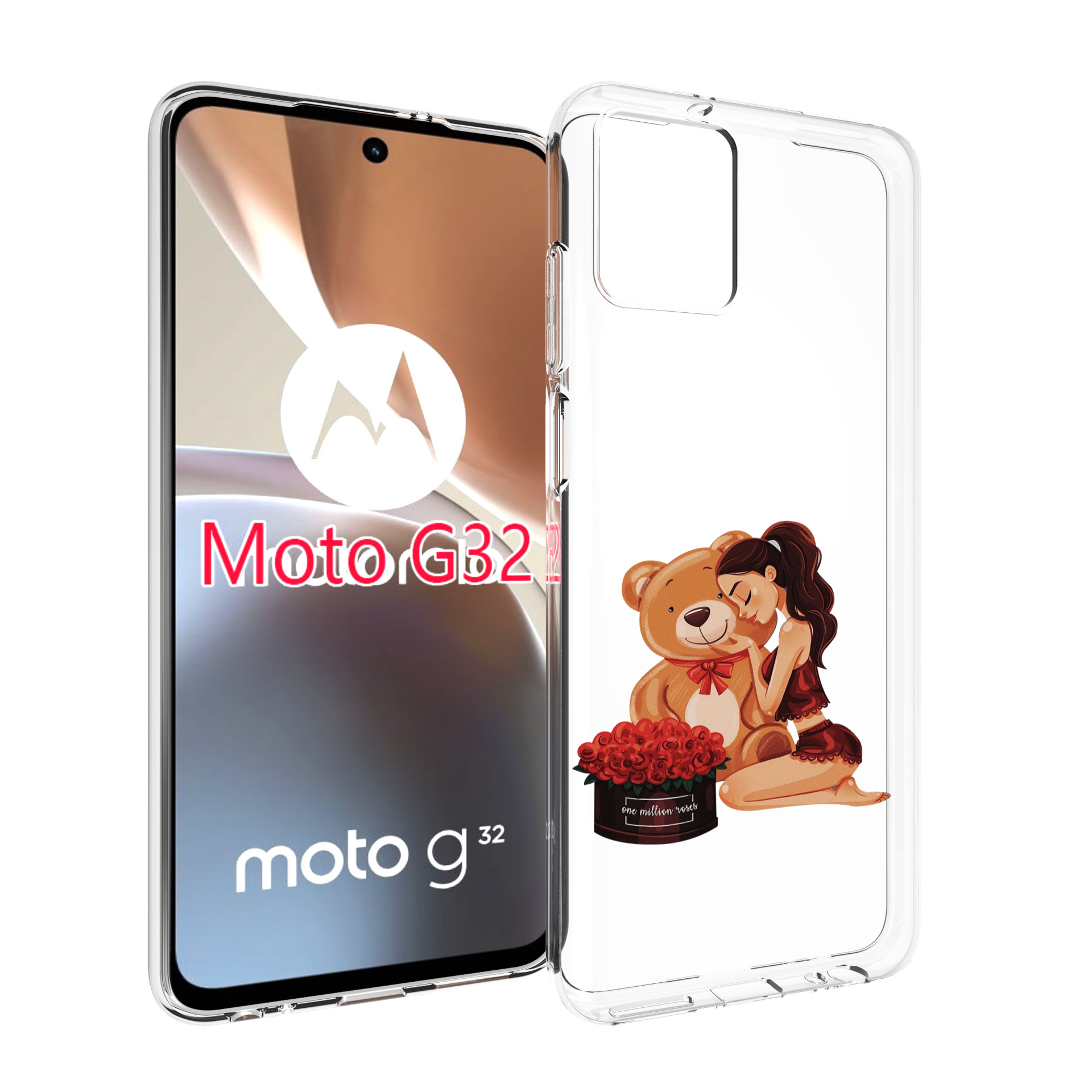 

Чехол MyPads девушка-с-подарками женский для Motorola Moto G32, Прозрачный, Tocco