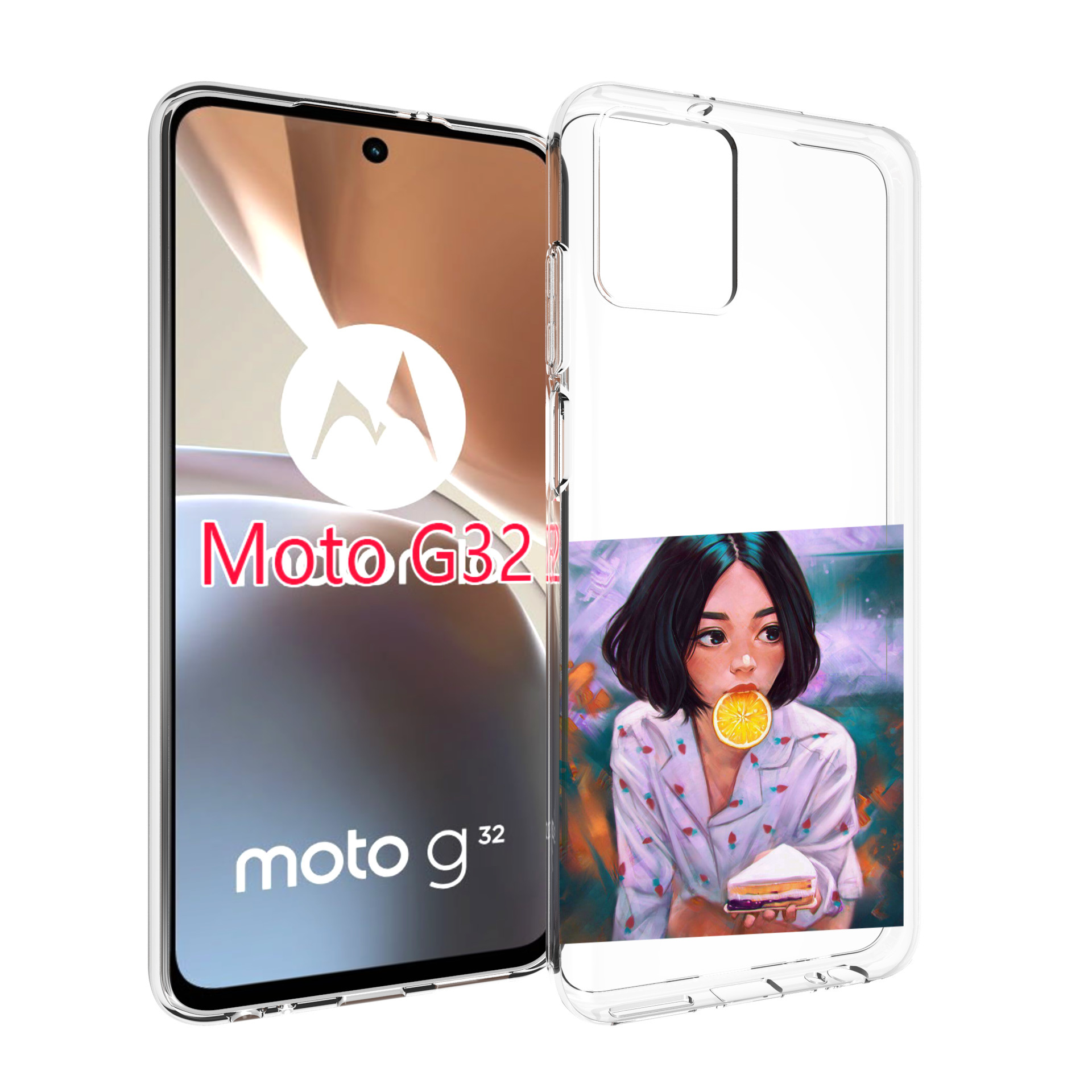

Чехол MyPads девушка-с-чизкейком женский для Motorola Moto G32, Прозрачный, Tocco
