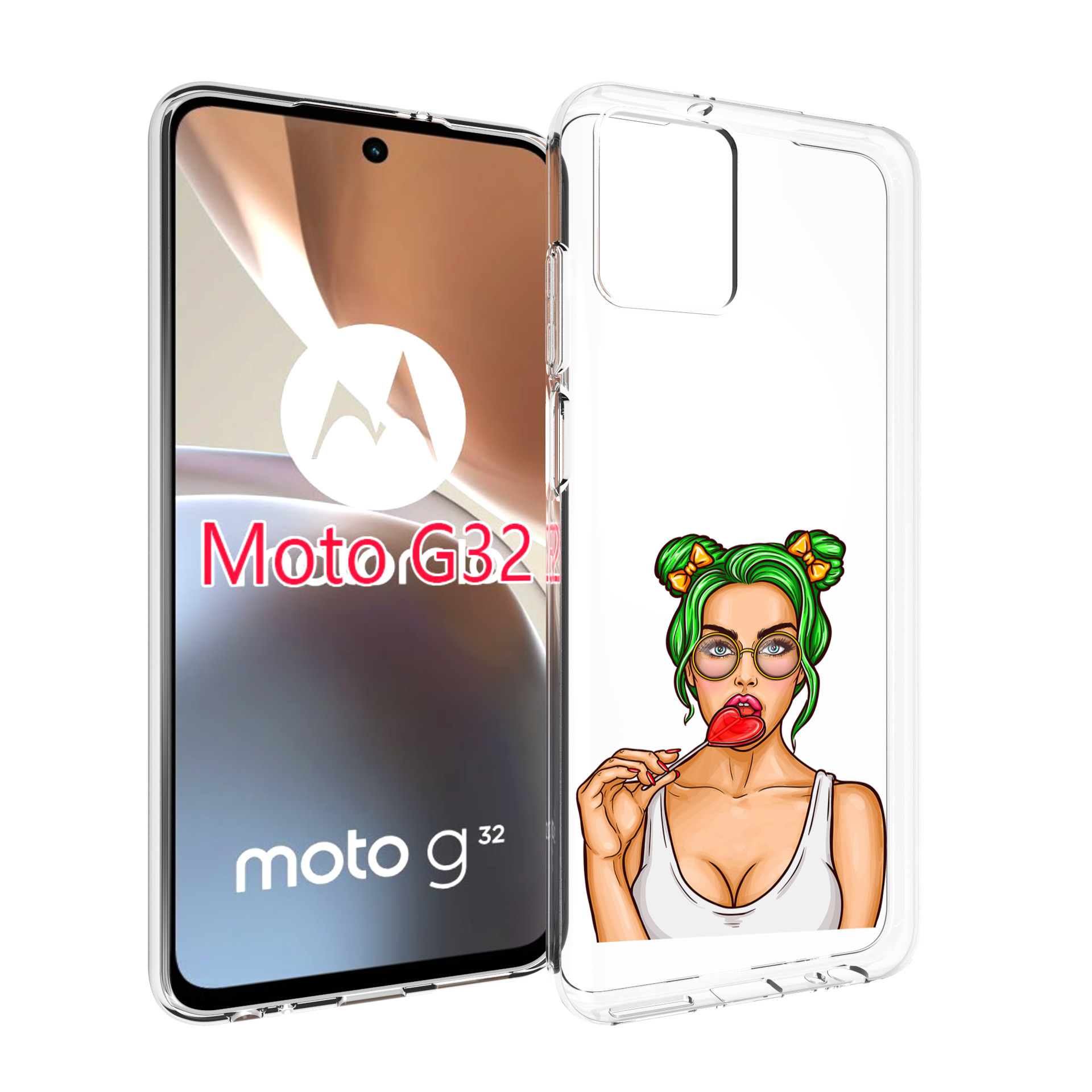 

Чехол MyPads девушка-с-чупачупсом-в-виде-сердца женский для Motorola Moto G32, Прозрачный, Tocco