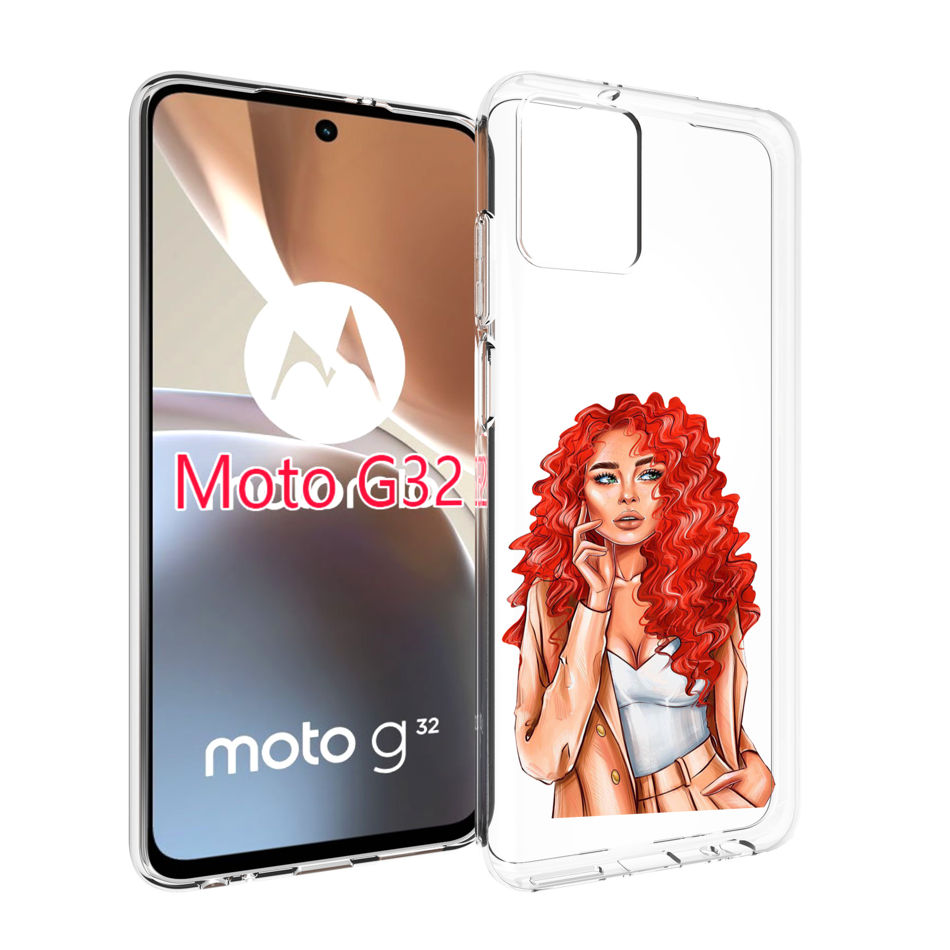 

Чехол MyPads девушка-с-яркими-волосами женский для Motorola Moto G32, Прозрачный, Tocco