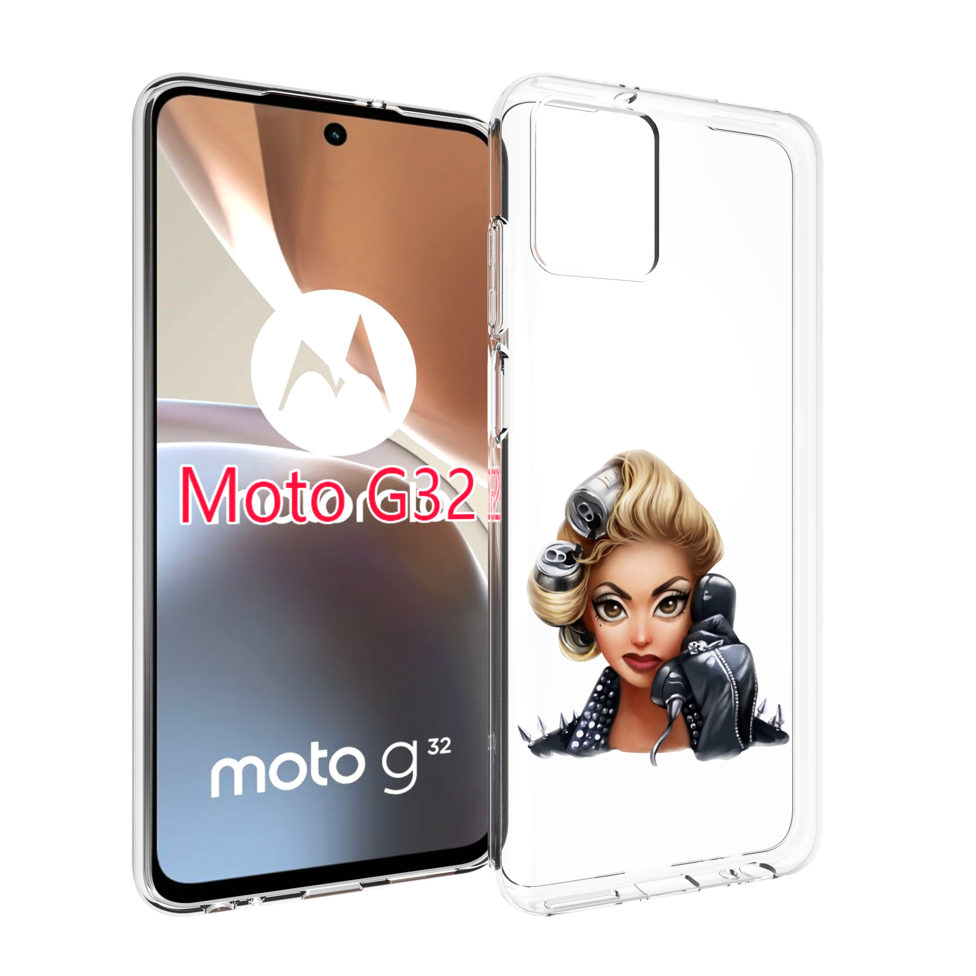 

Чехол MyPads девушка-смайлик-с-телефоном женский для Motorola Moto G32, Прозрачный, Tocco