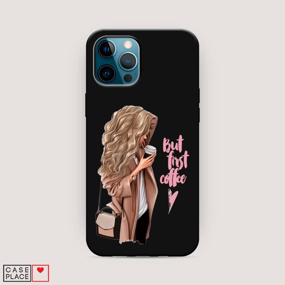 

Матовый силиконовый чехол "Девушка с кофе" на Apple iPhone 12 Pro, Девушка с кофе
