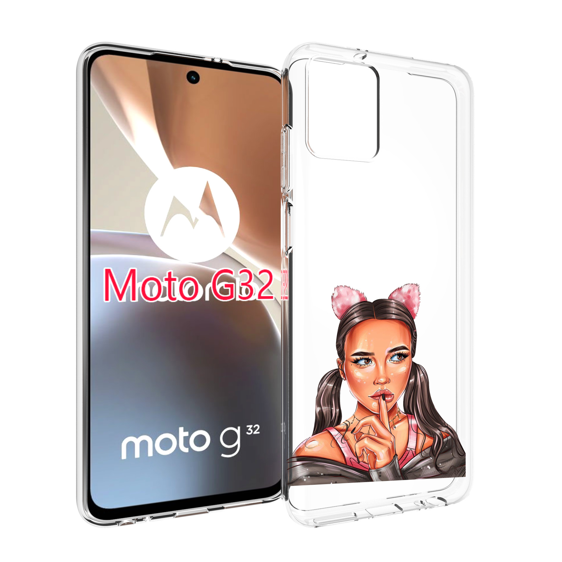 

Чехол MyPads девушка-тихо женский для Motorola Moto G32, Прозрачный, Tocco