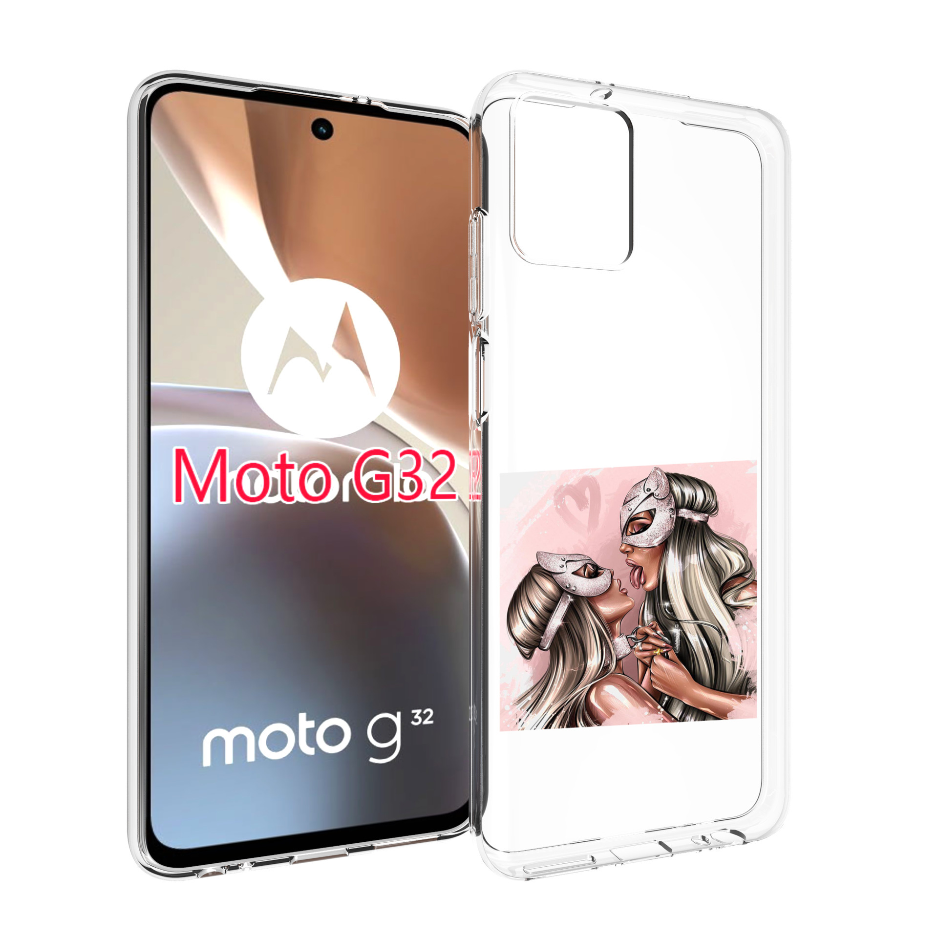 

Чехол MyPads девушки-поцелуй женский для Motorola Moto G32, Прозрачный, Tocco