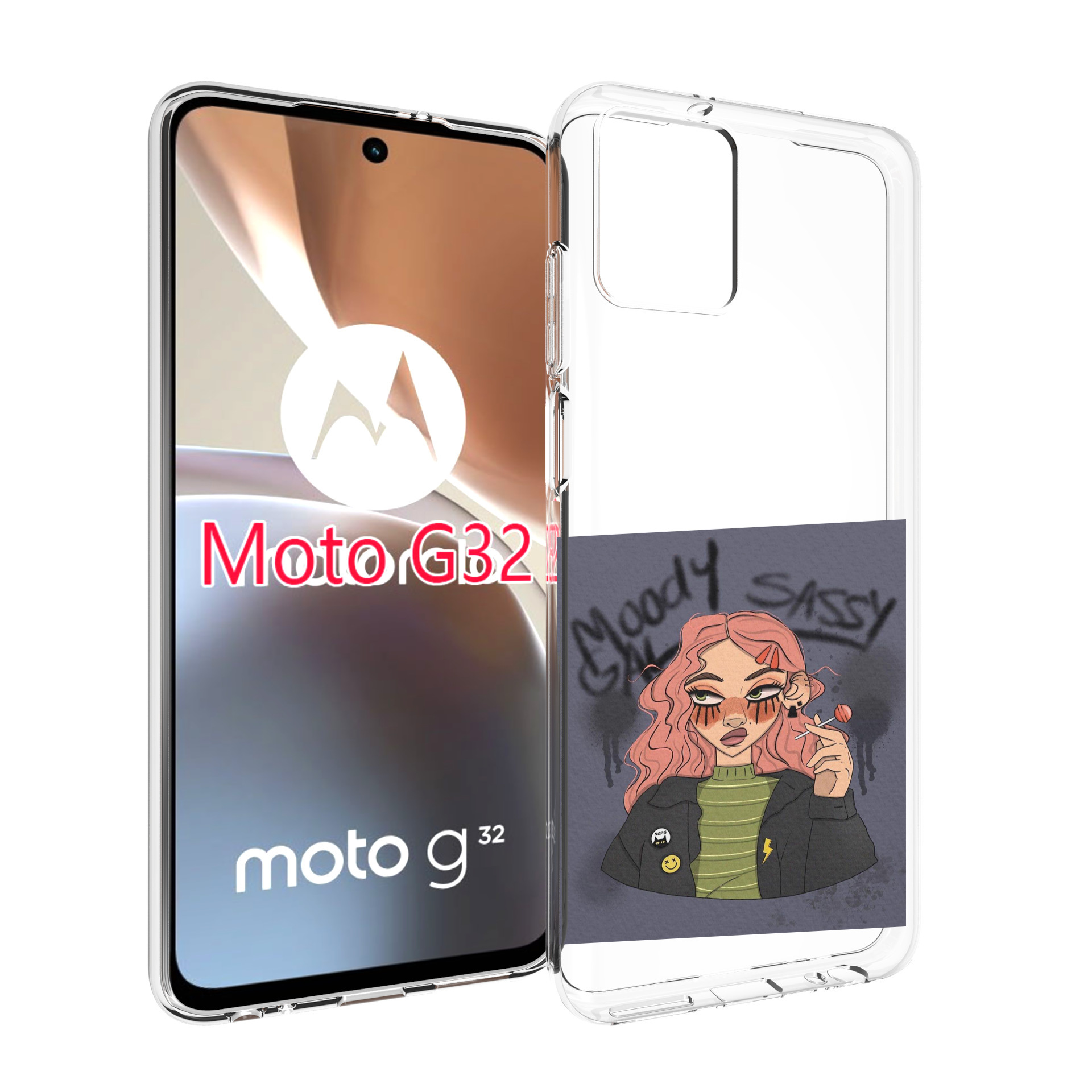

Чехол MyPads дерзкое-настроение женский для Motorola Moto G32, Прозрачный, Tocco