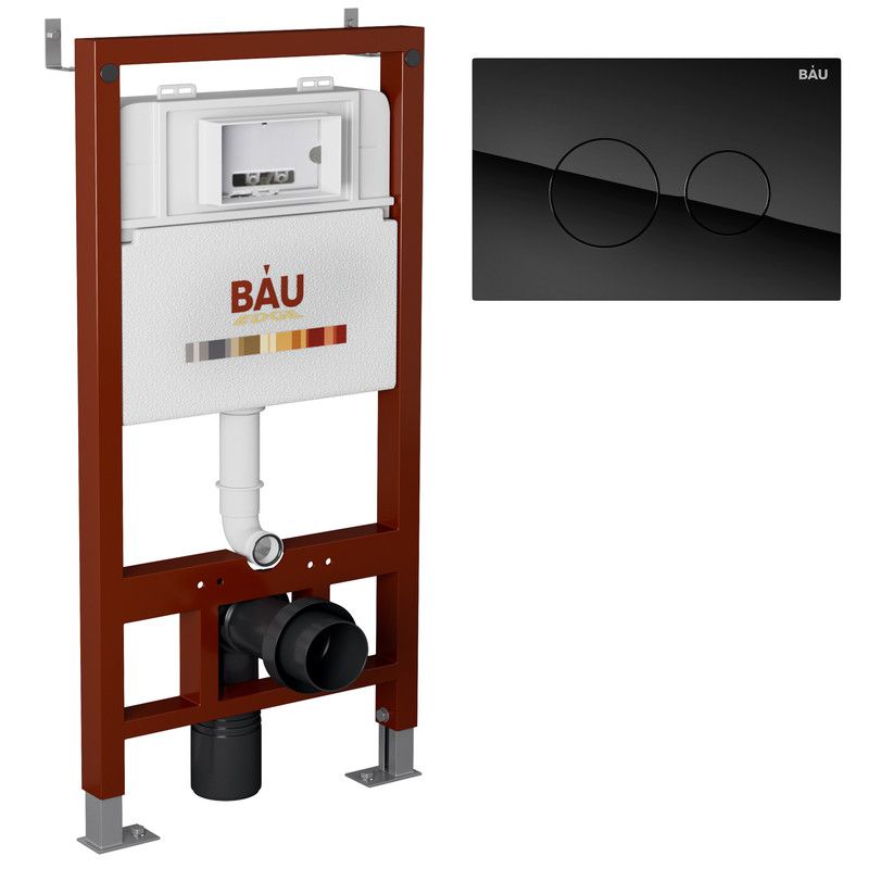 Инсталляция BAU PRO Q111300-Q0001 для подвесного унитаза,клавиша смыва из стекла BAU Dream