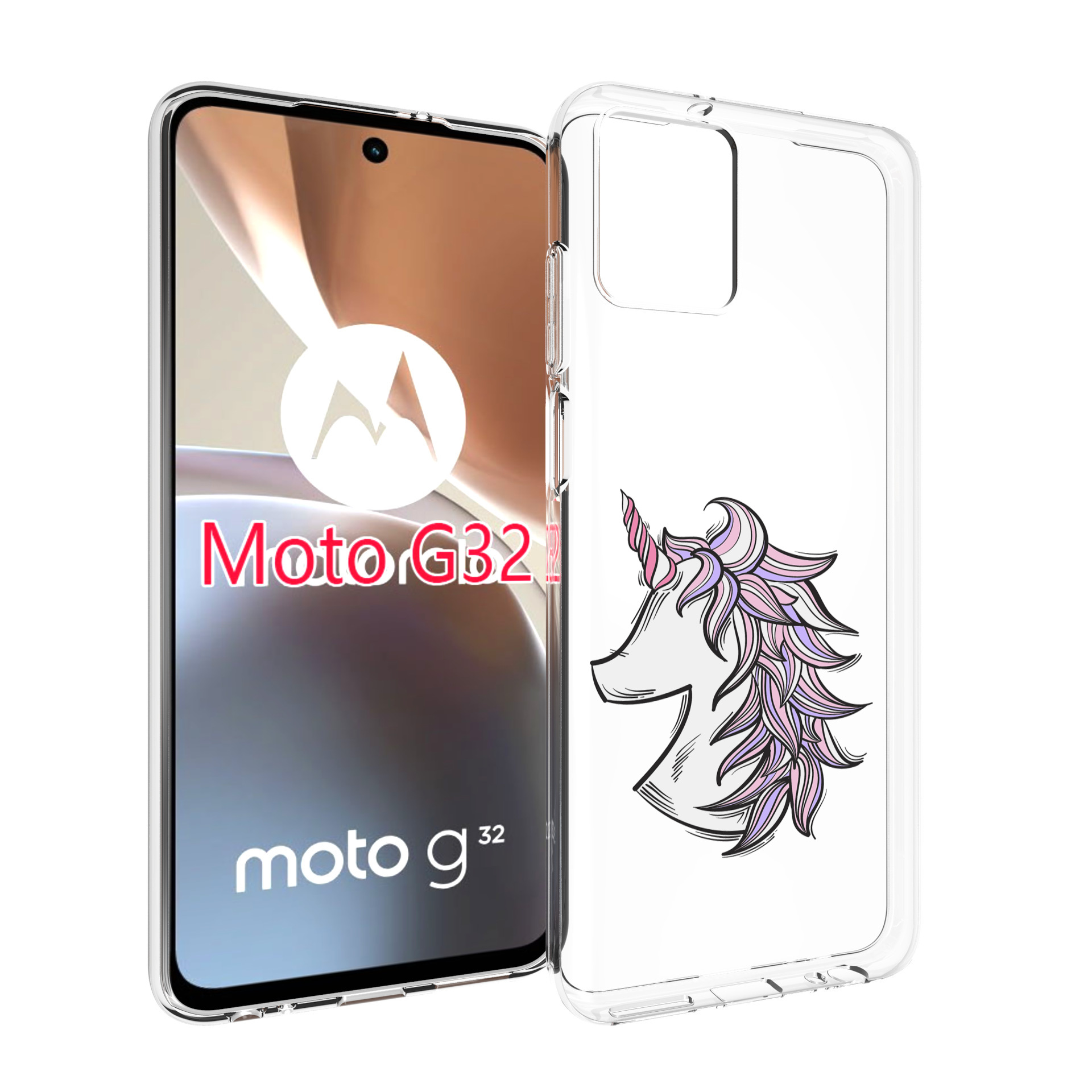 

Чехол MyPads единорог-рисунок для Motorola Moto G32, Прозрачный, Tocco