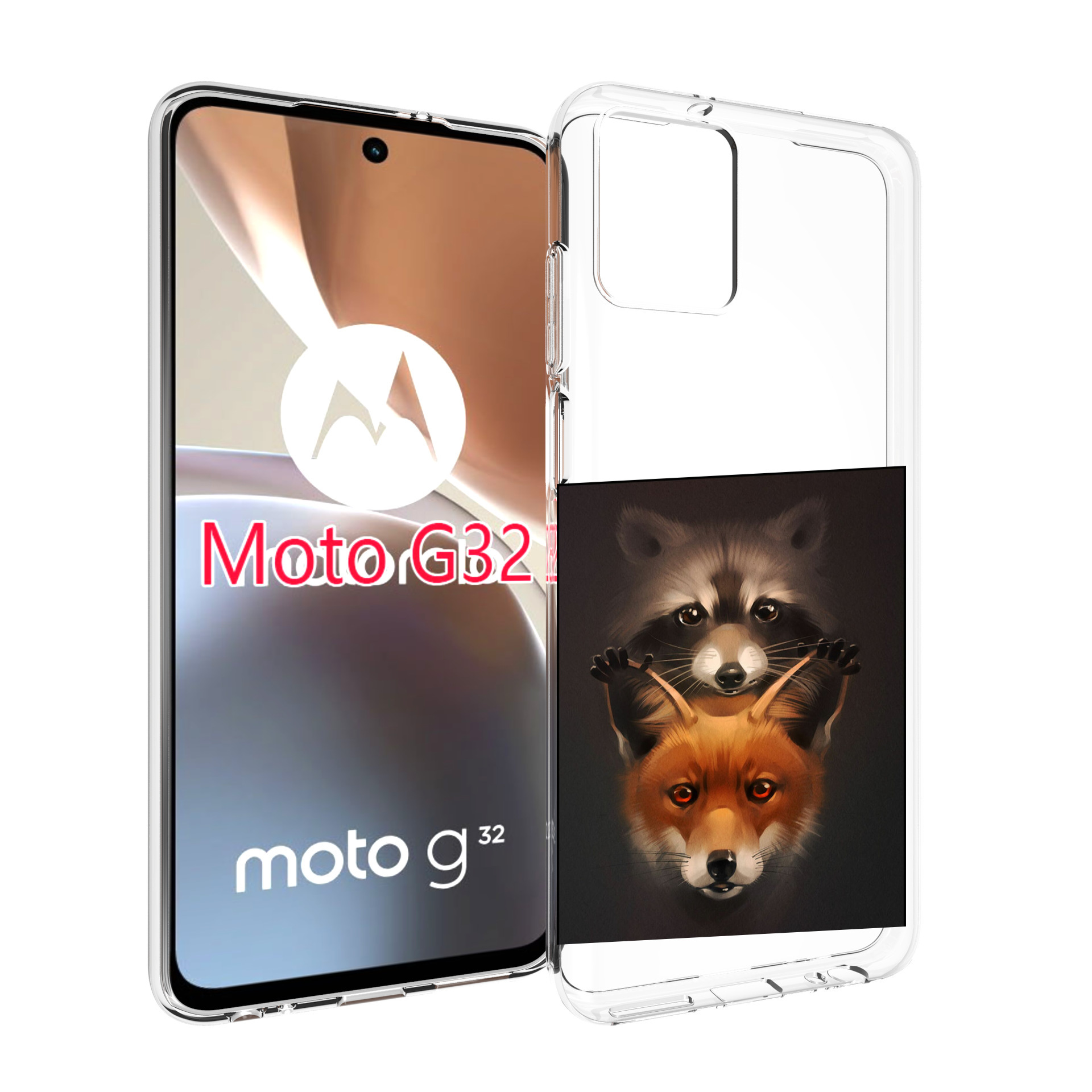

Чехол MyPads енотик-лисенок для Motorola Moto G32, Прозрачный, Tocco