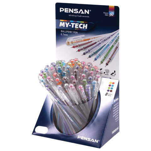 

Ручка шариковая масляная PENSAN "My-Tech Colored", палитра ярких цветов АССОРТИ, 0,7