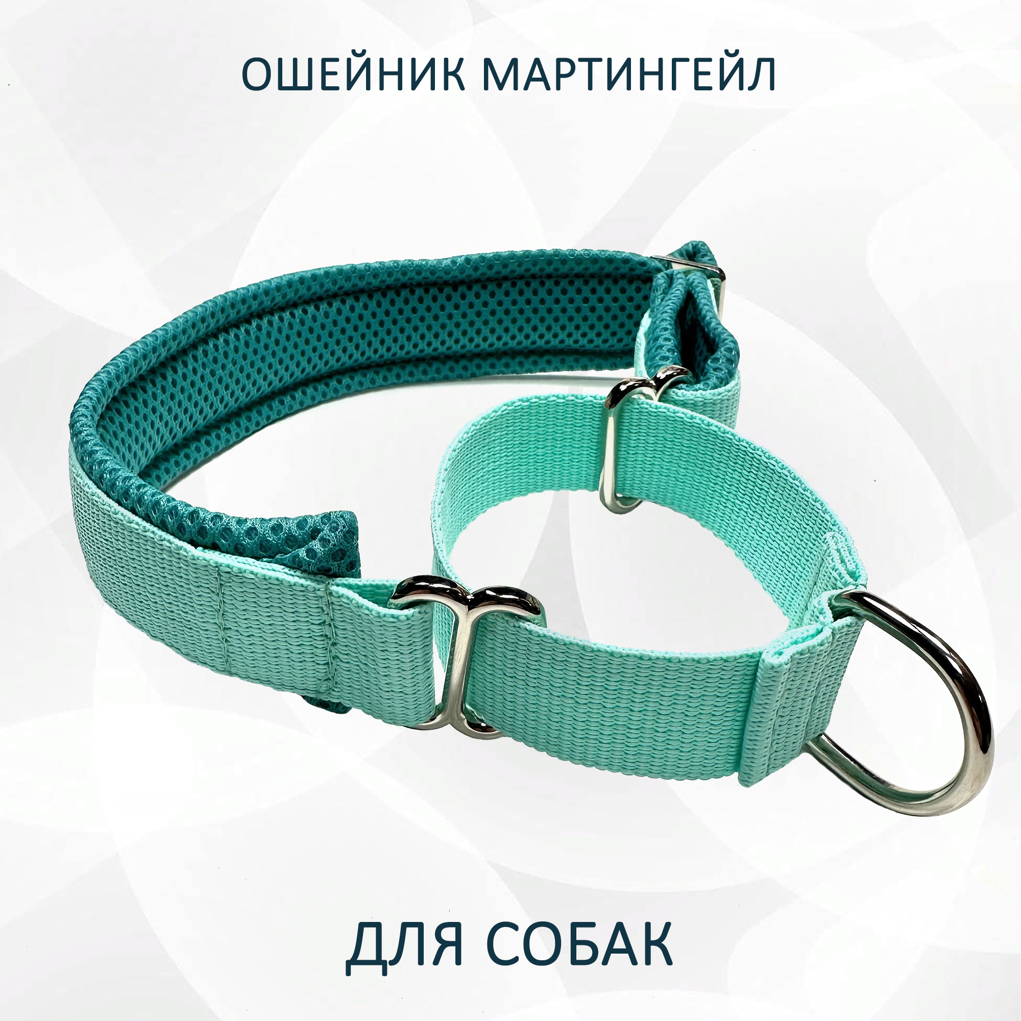 Ошейник для собак totemica, полуудавка, мятный, металл, нейлон, размер XL